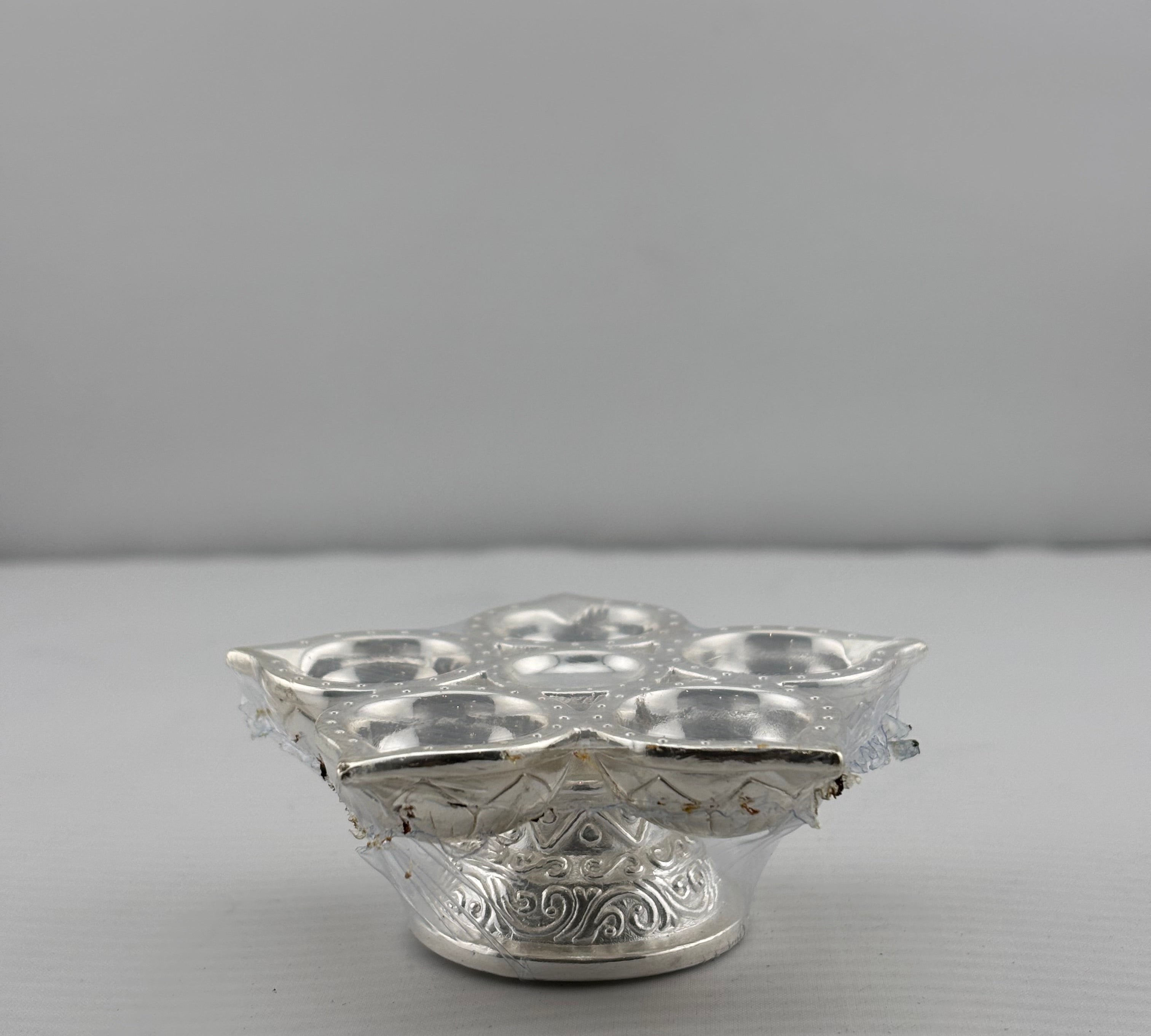 Silver Diya Design 3 34gm – Traditional Pooja Lamp for Temple & Festivals