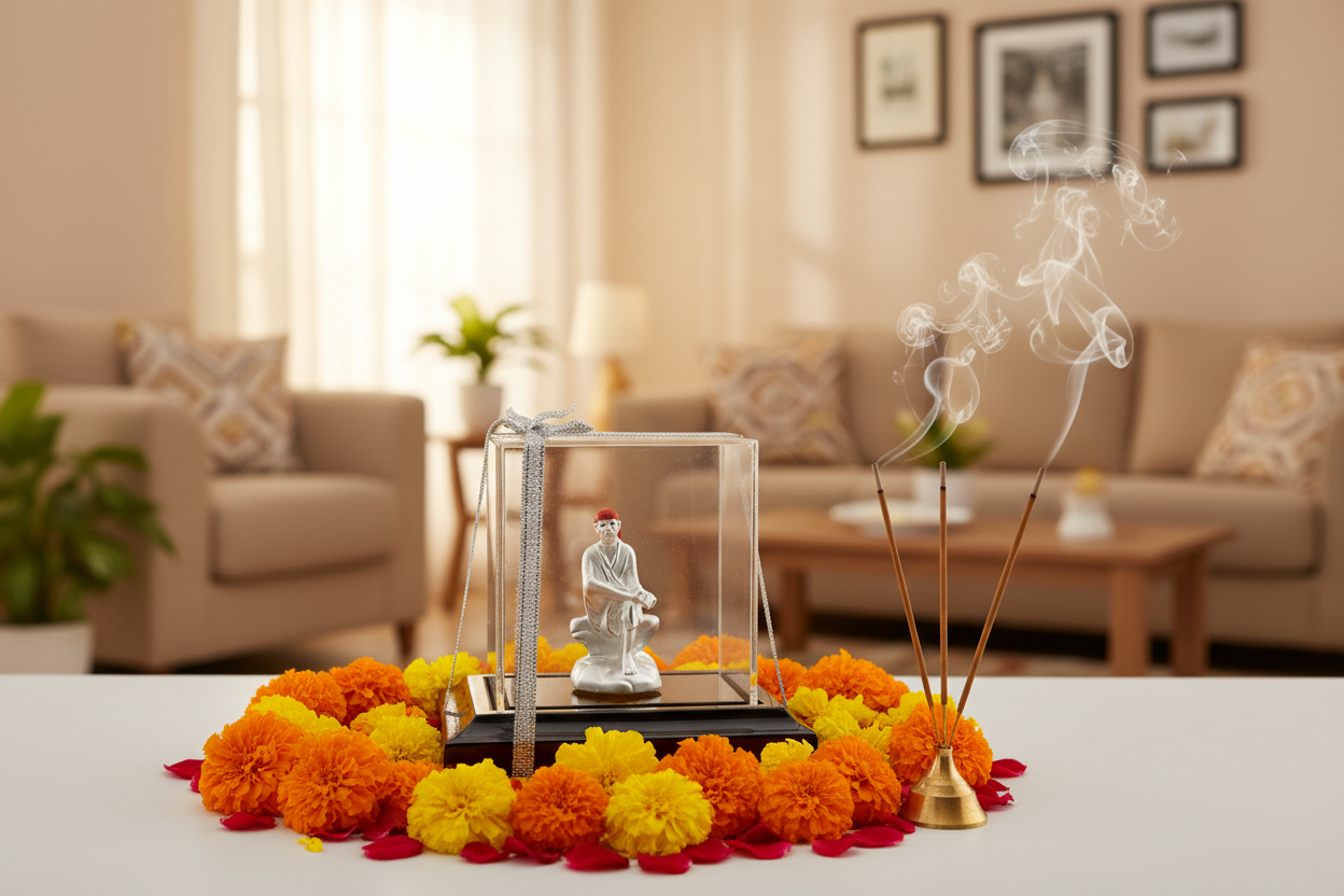 999 Pure Silver Sai Baba Idol 9gm – Divine Shirdi Sai Murti for Temple & Gifting
