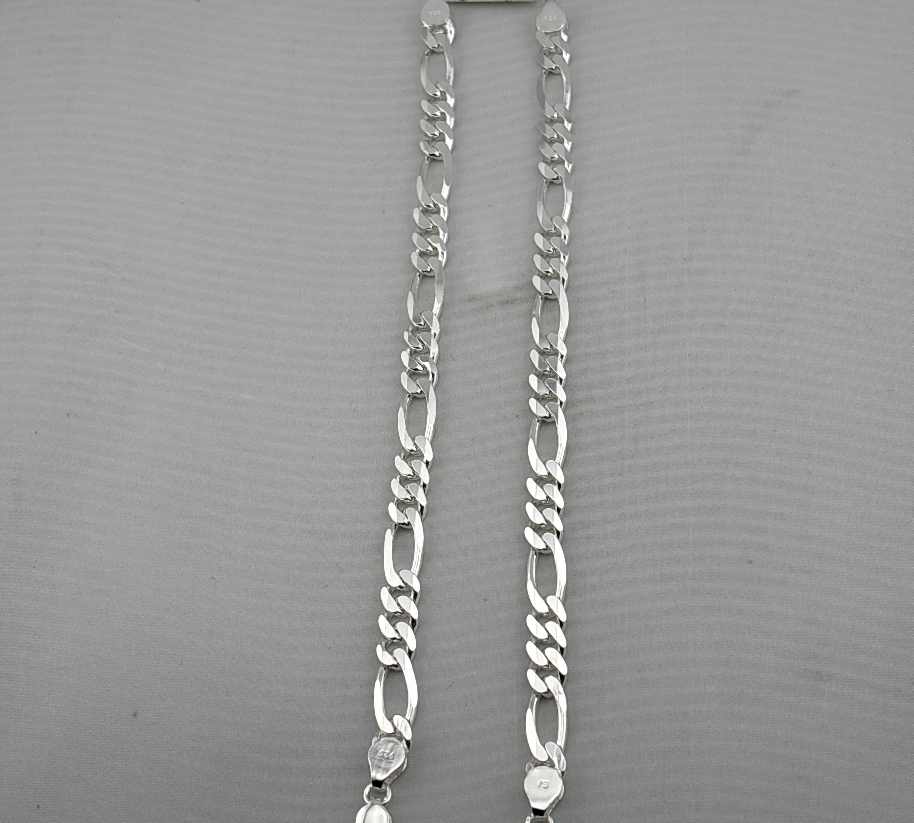 925 Sterling Silver Figaro Chain Bracelet – Italian Link