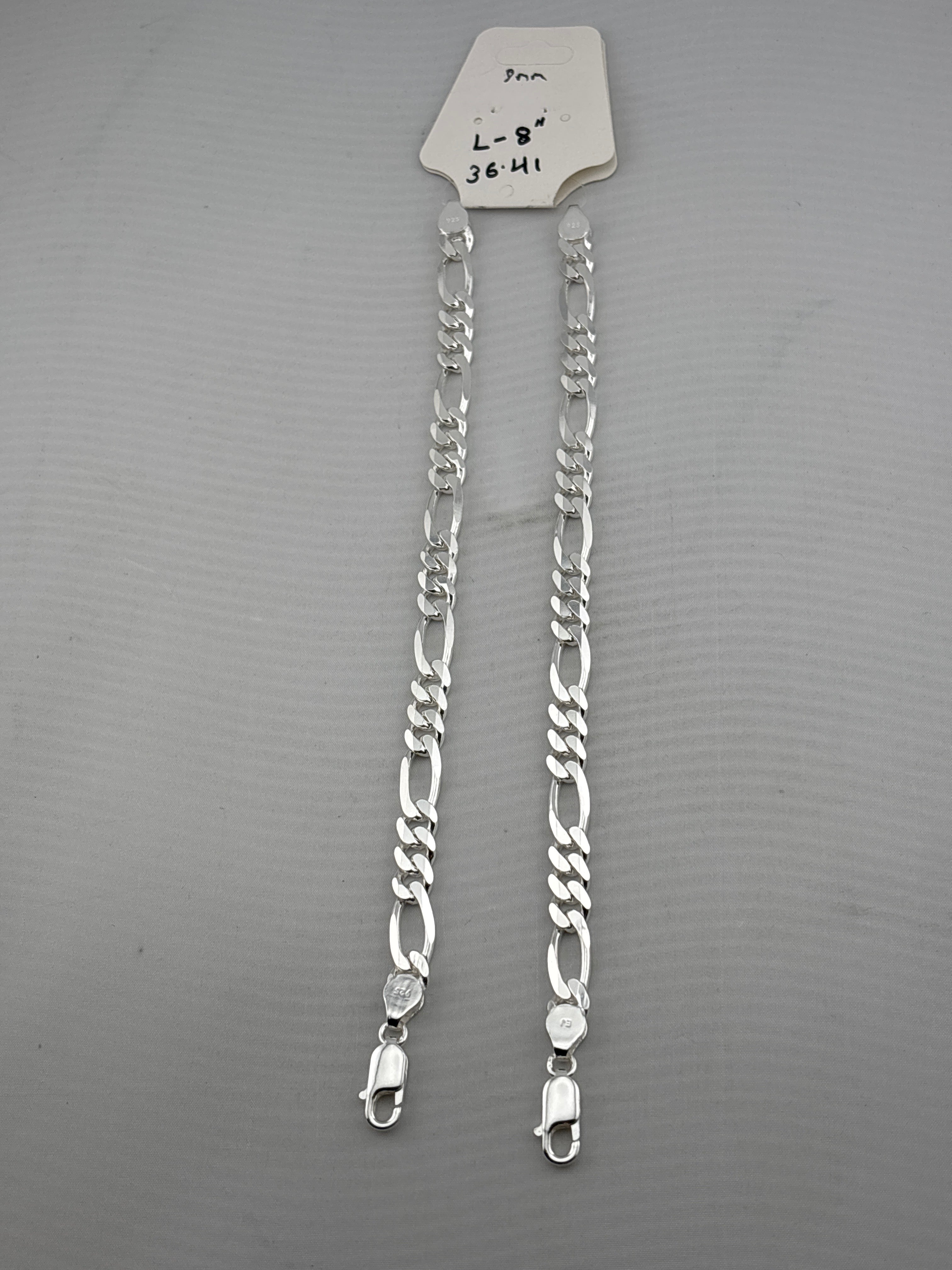 925 Sterling Silver Figaro Chain Bracelet – Italian Link
