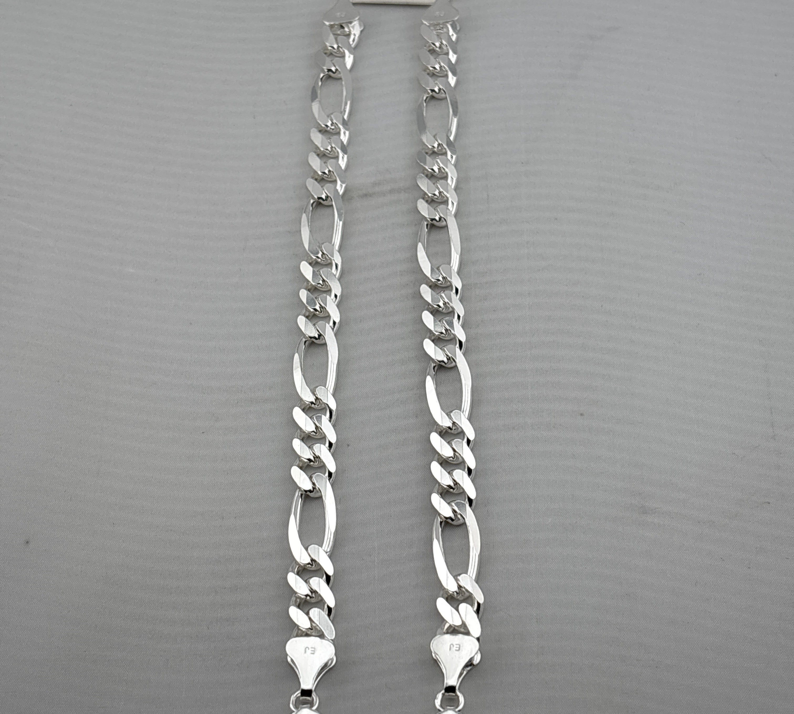 925 Sterling Silver Figaro Chain Bracelet – Italian Link