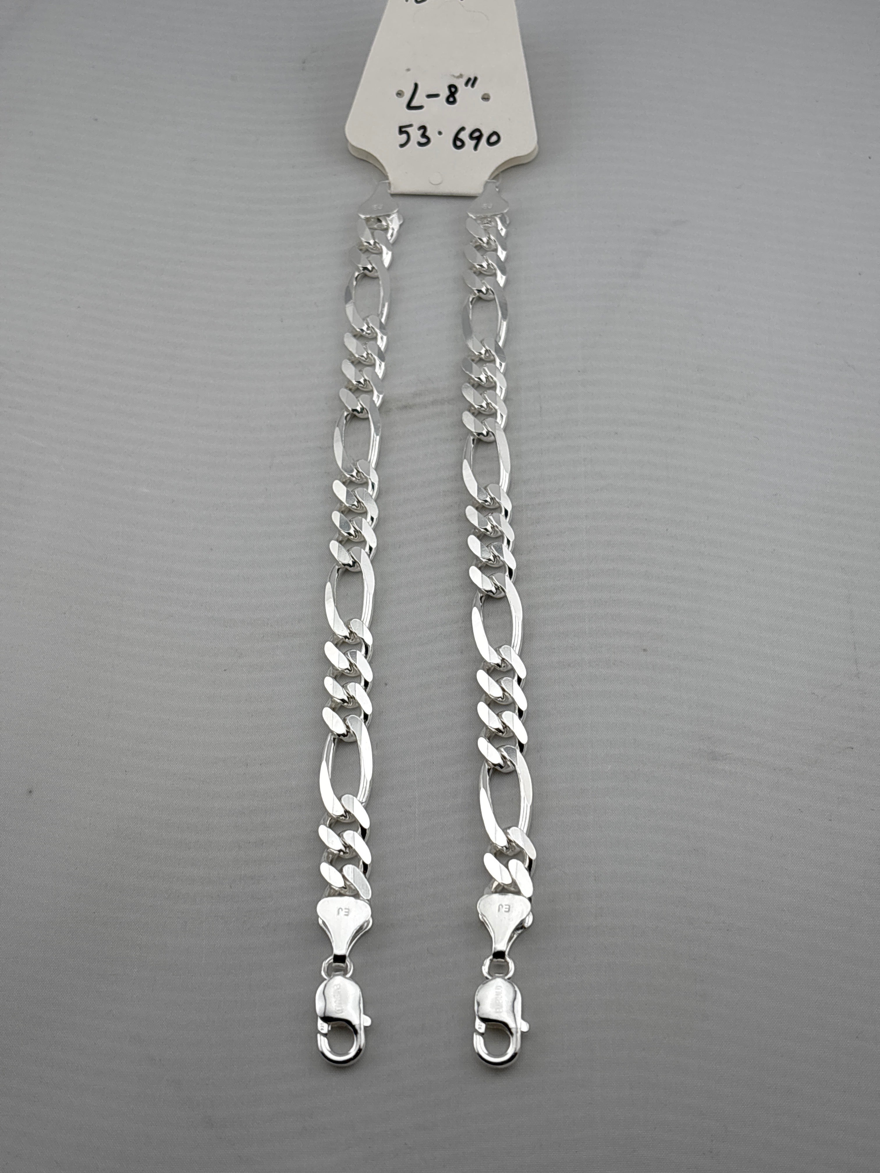 925 Sterling Silver Figaro Chain Bracelet – Italian Link