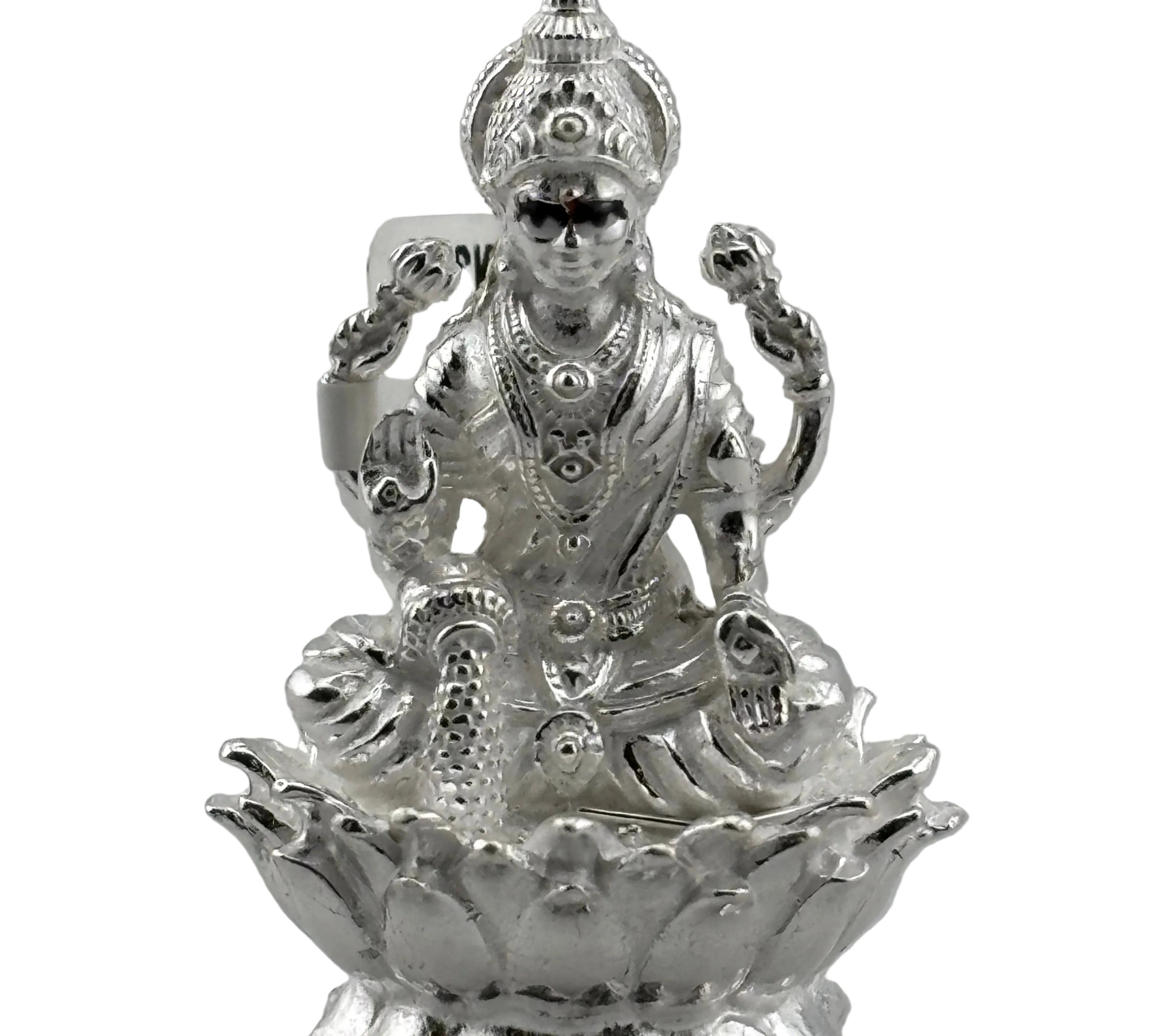 Silver Maa Lakshmi Idol 18gm – Spiritual Lakshmi Murti for Temple Decor & Festivals