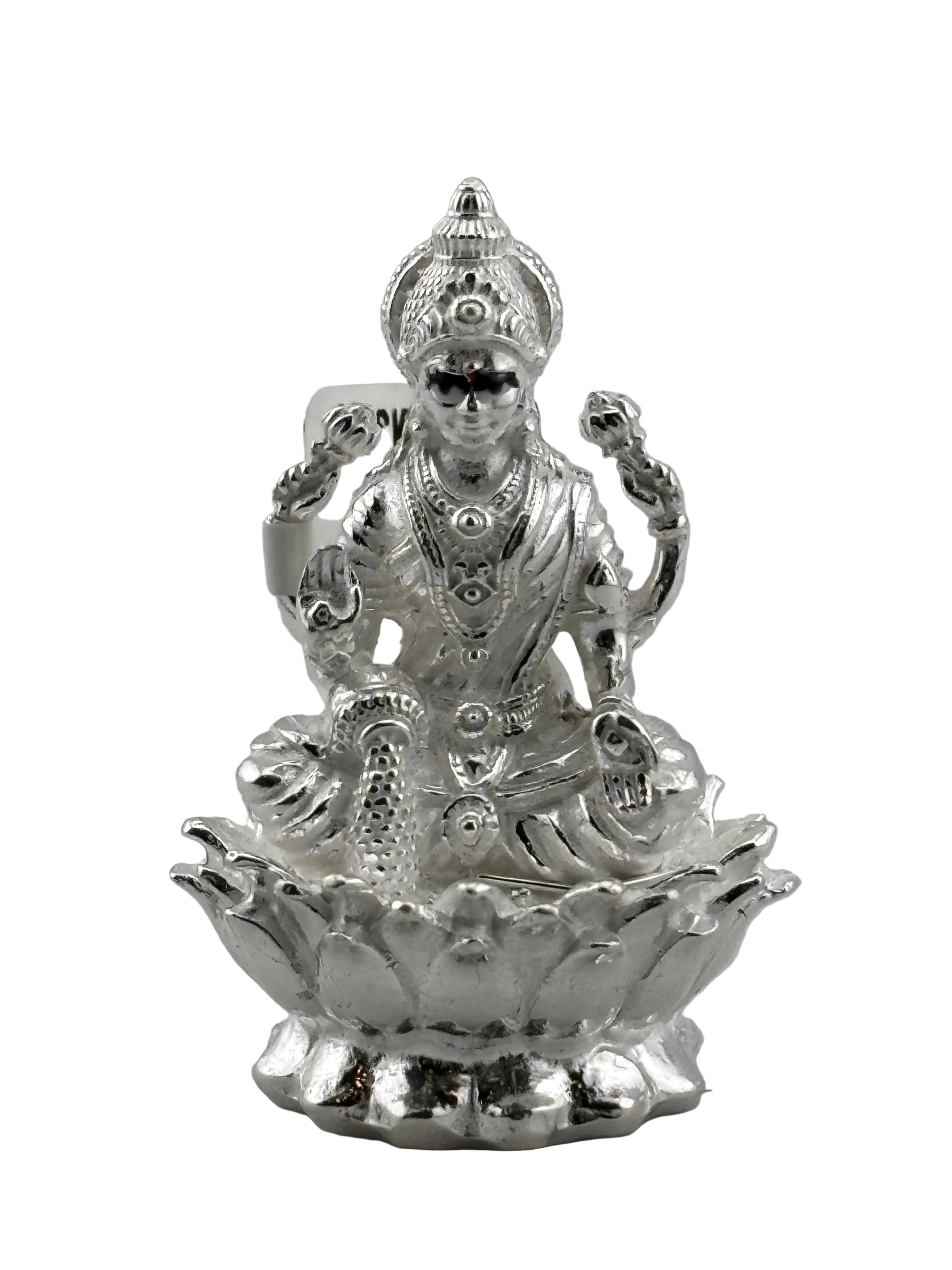 Silver Maa Lakshmi Idol 18gm – Spiritual Lakshmi Murti for Temple Decor & Festivals