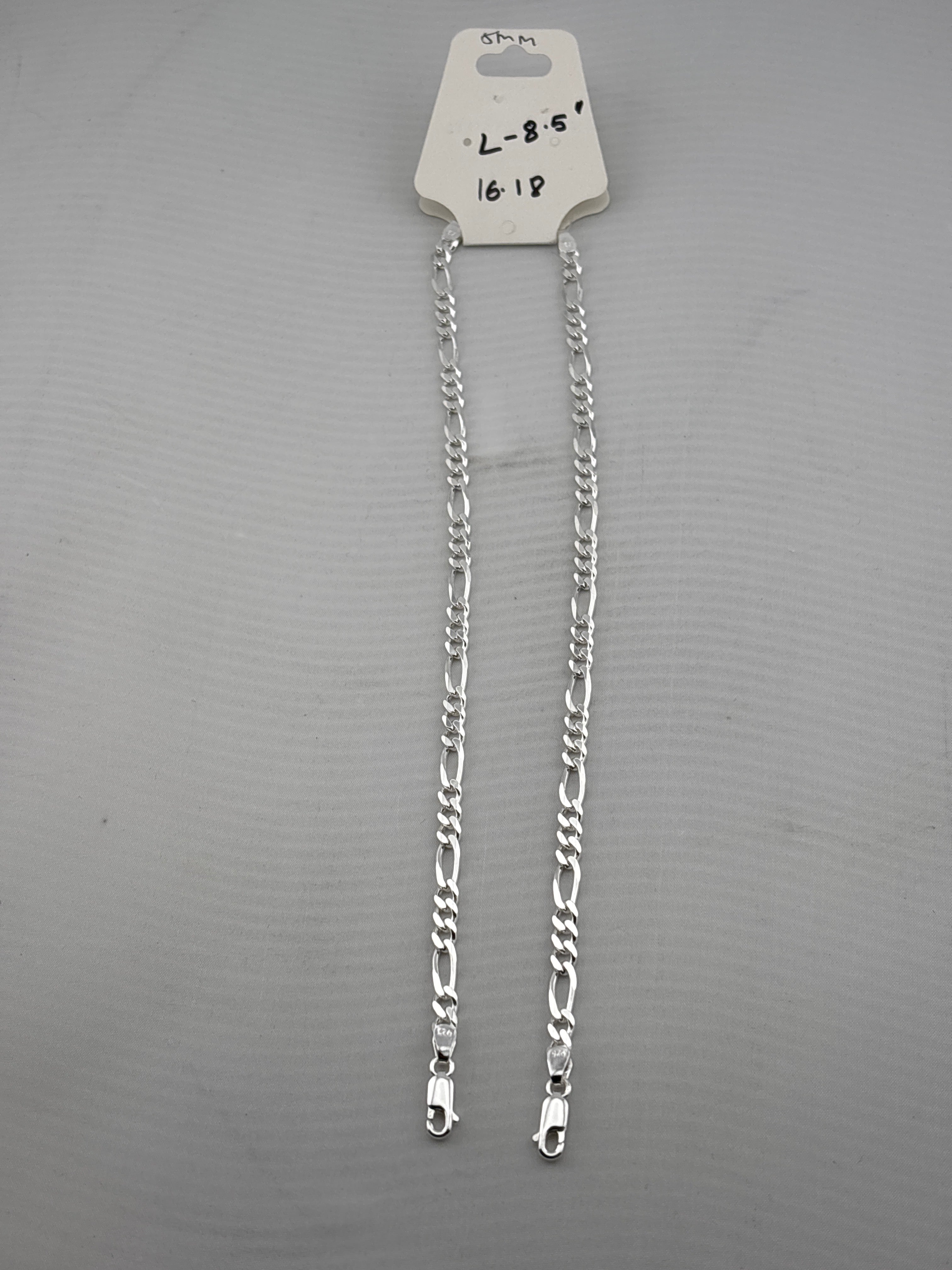 925 Sterling Silver Figaro Chain Bracelet – Italian Link