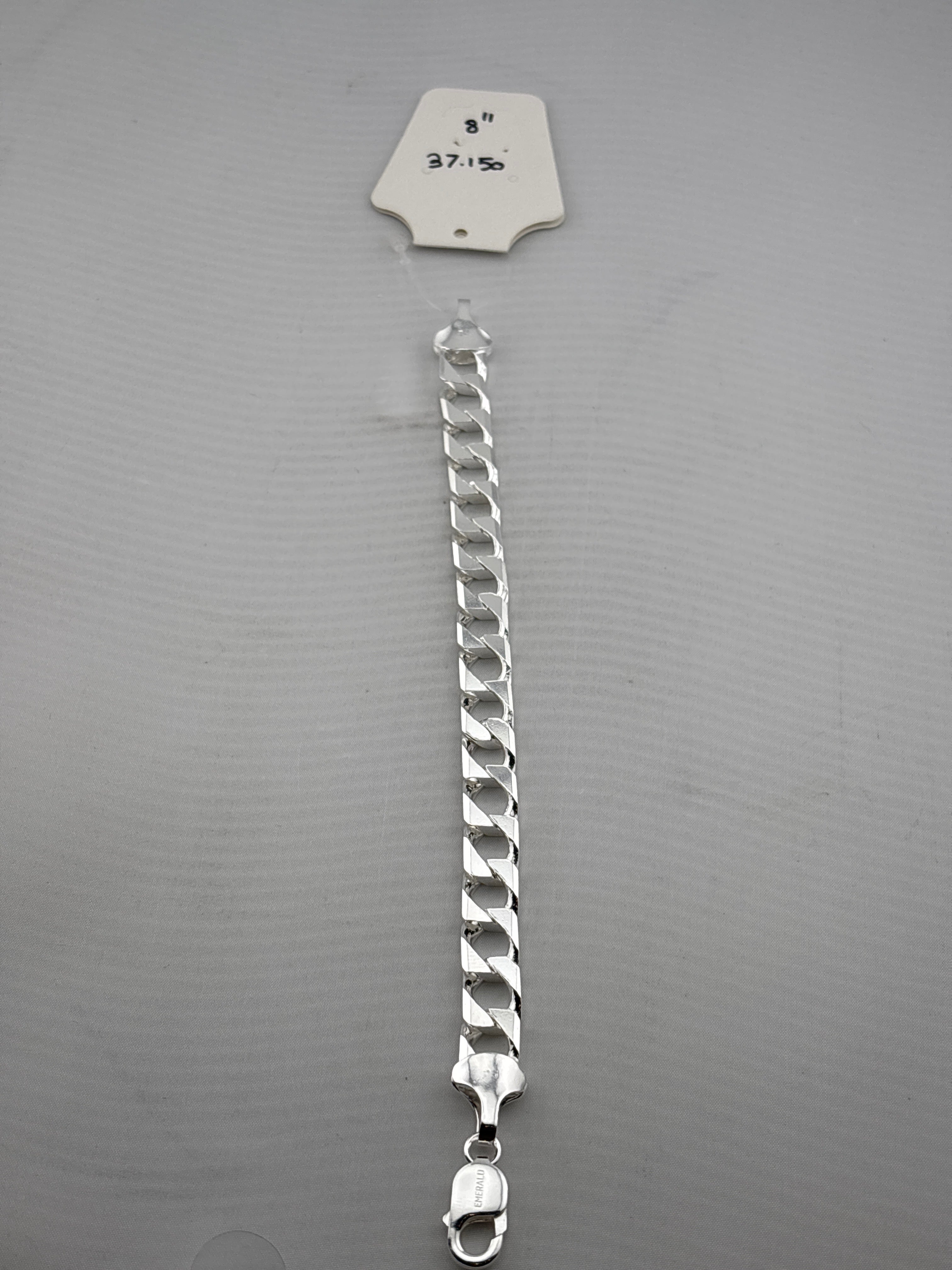 Silver Japanese Angular Curb Link Bracelet 925 – Angular Flat Chain