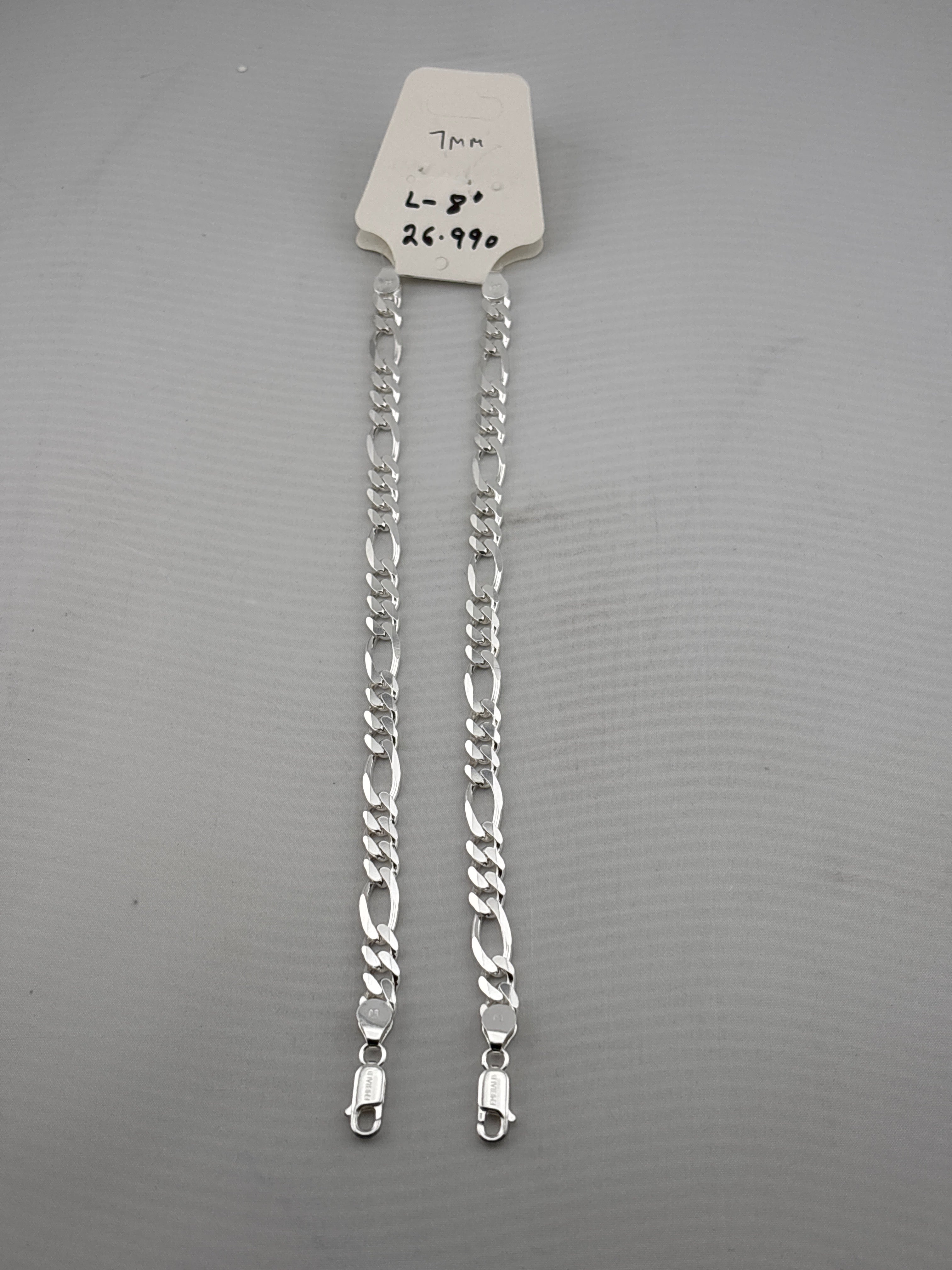 925 Sterling Silver Figaro Chain Bracelet – Italian Link