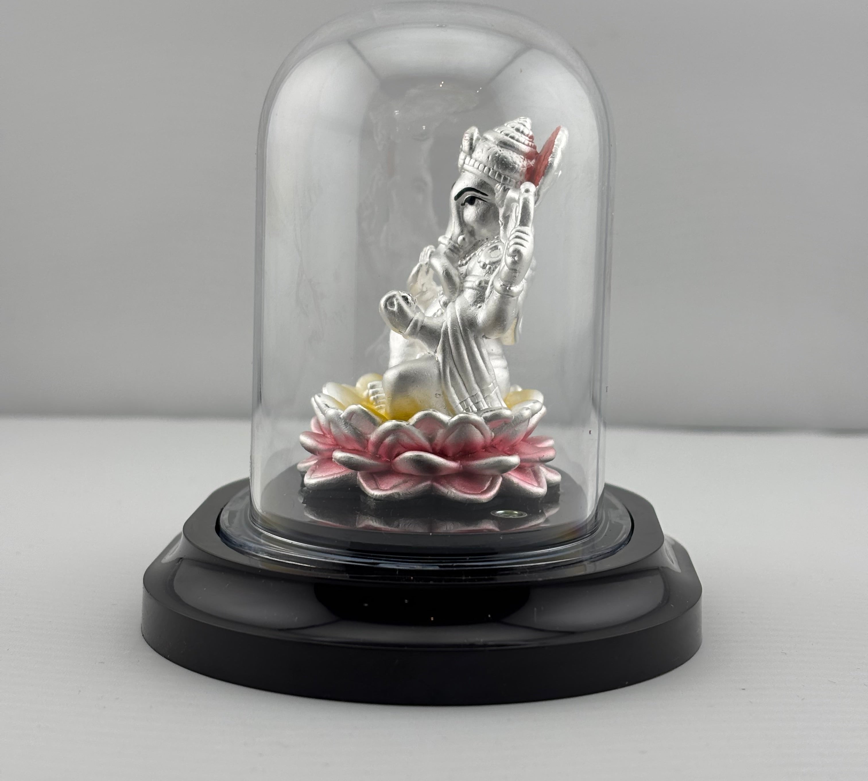 999 Pure Silver Ganesha Idol in Protective Acrylic Dome – Ganpati Murti for Home Mandir, Pooja & Gifting