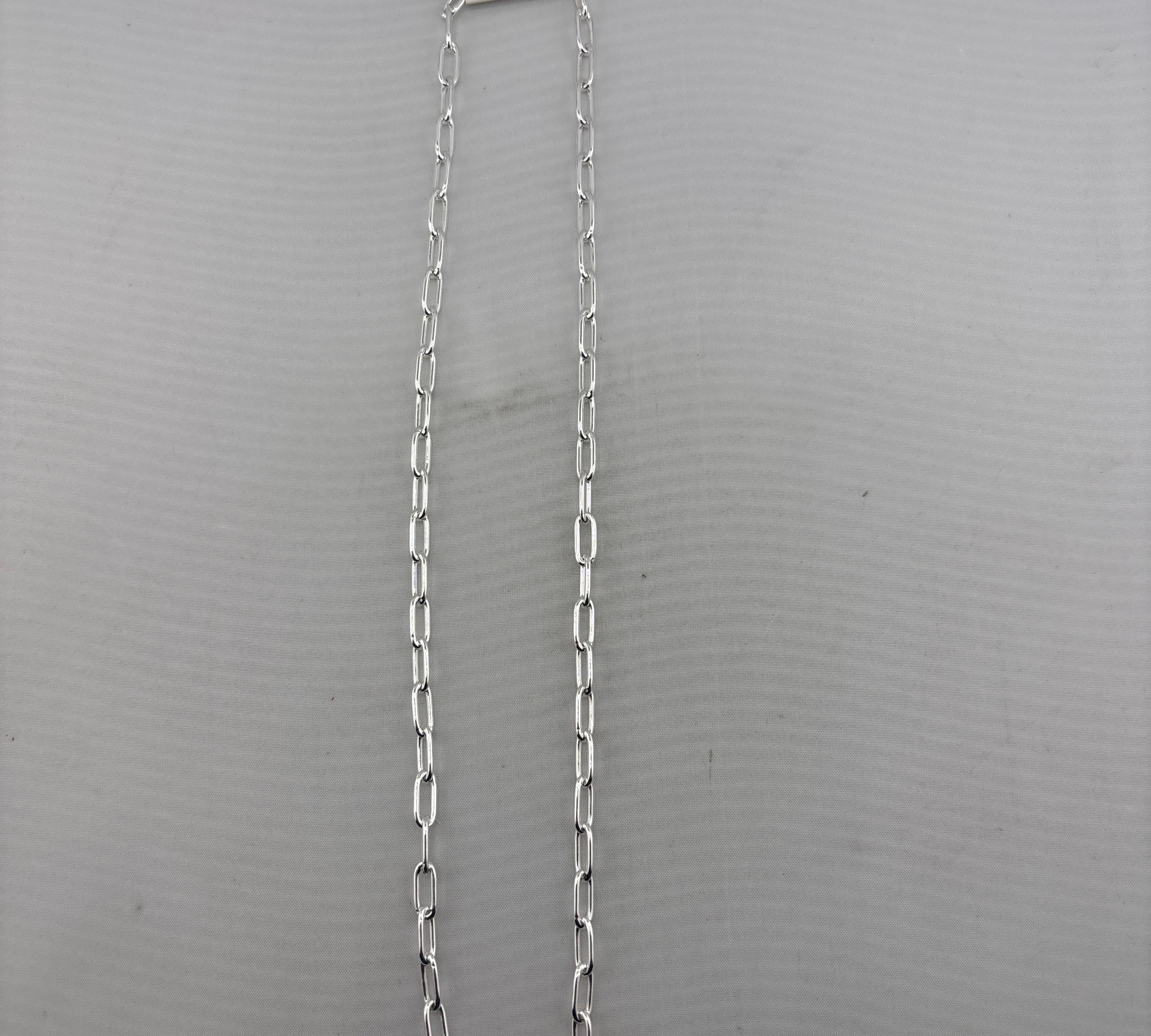 Paperclip Silver Chain in 925 Sterling Silver | Elongated Oval Link Necklace (22 Inch, 18.59g)