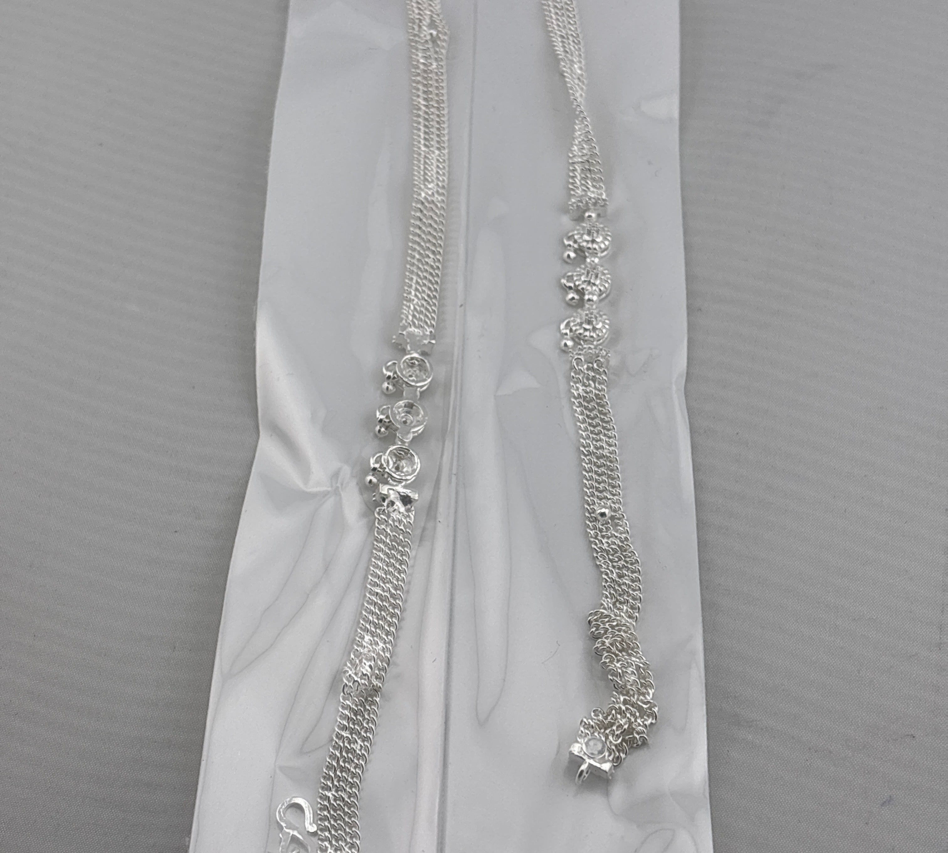Multi – Layer Mesh Silver Anklet – 99.9% Pure Silver – Adjustable – Weight:25g