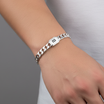 Silver Japanese Angular Curb Link Bracelet 925 – Angular Flat Chain