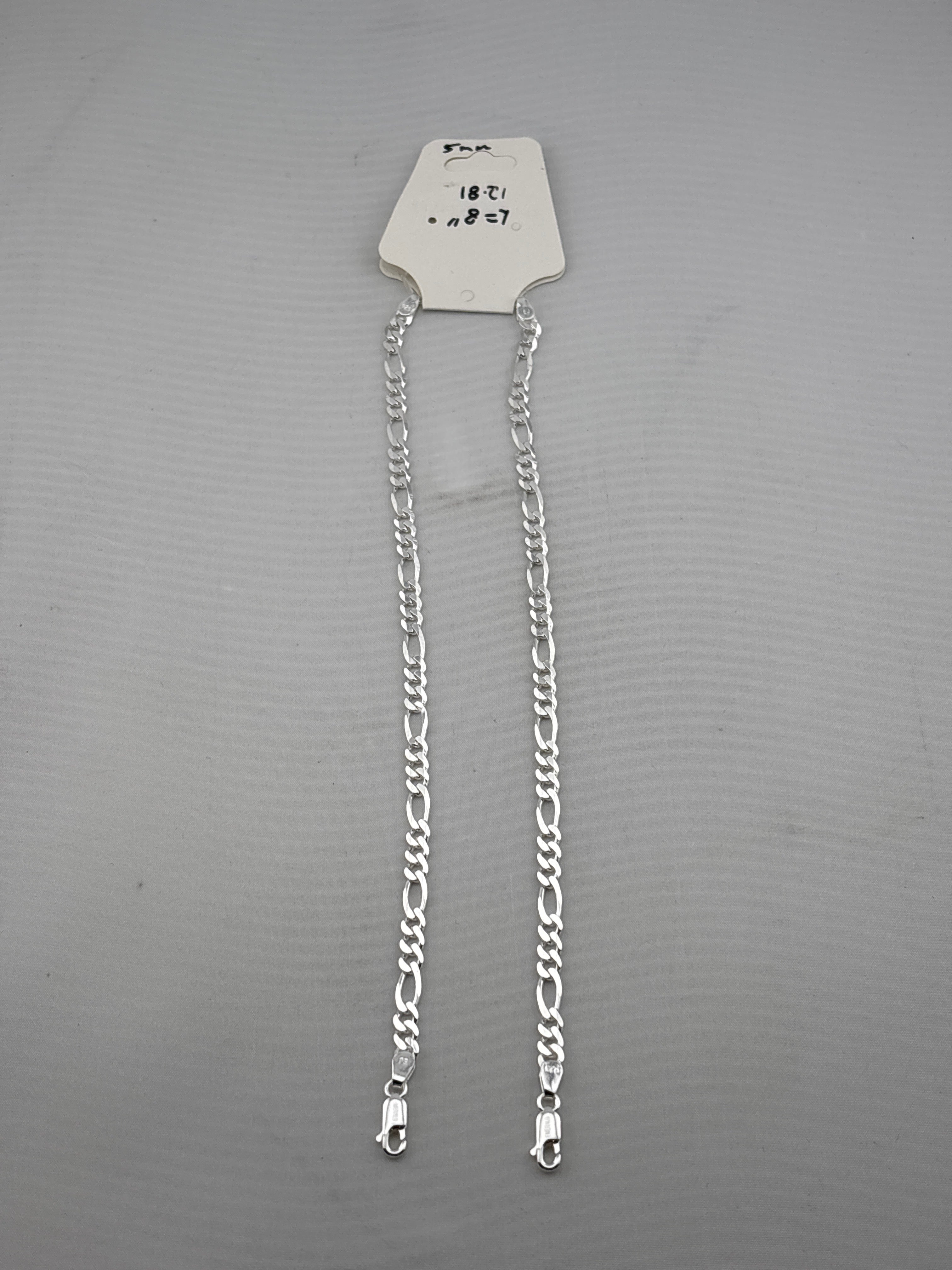 925 Sterling Silver Figaro Chain Bracelet – Italian Link