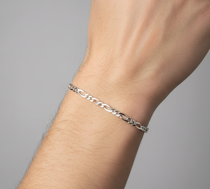 925 Sterling Silver Figaro Chain Bracelet – Italian Link