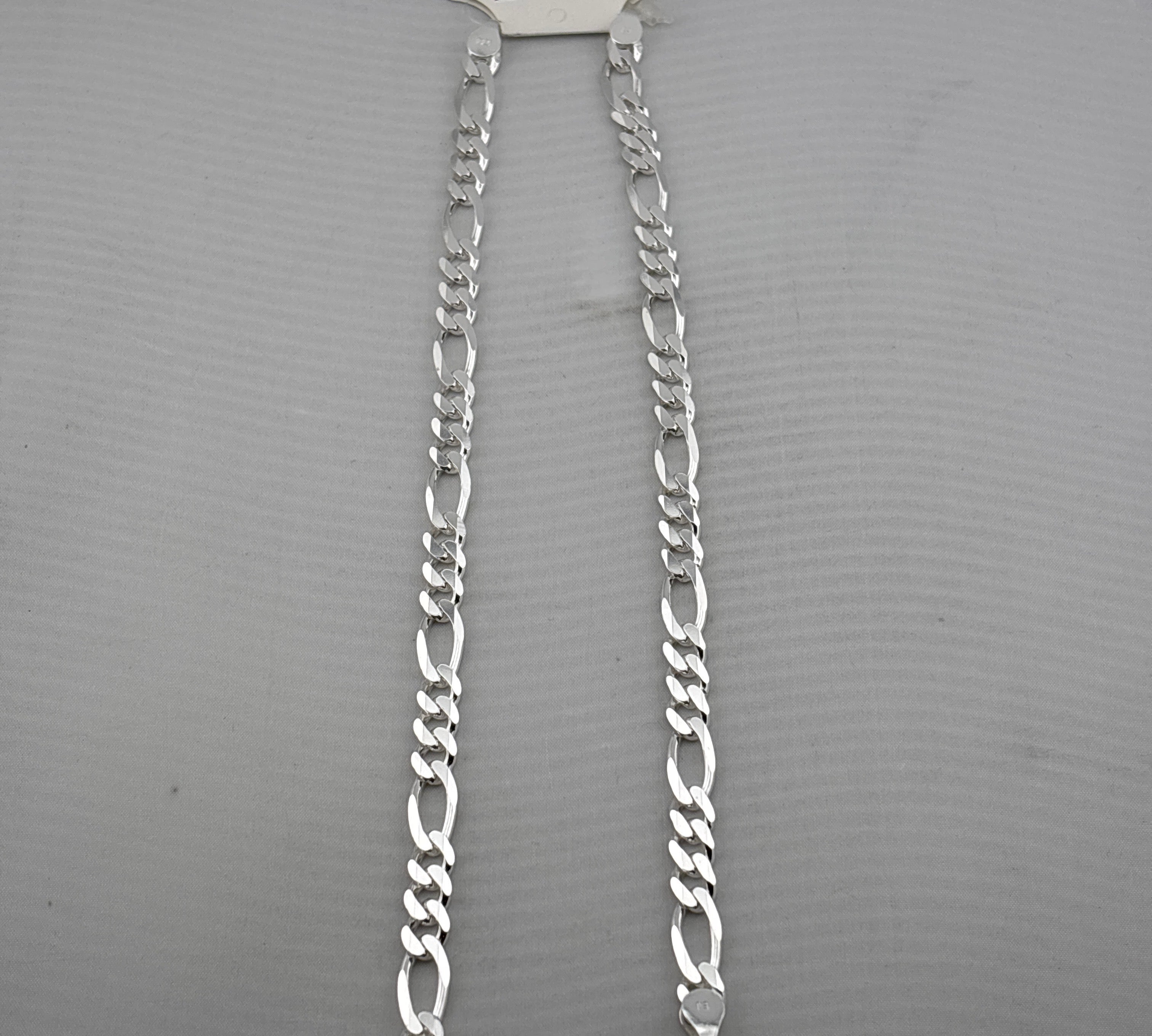 925 Sterling Silver Figaro Chain Bracelet – Italian Link