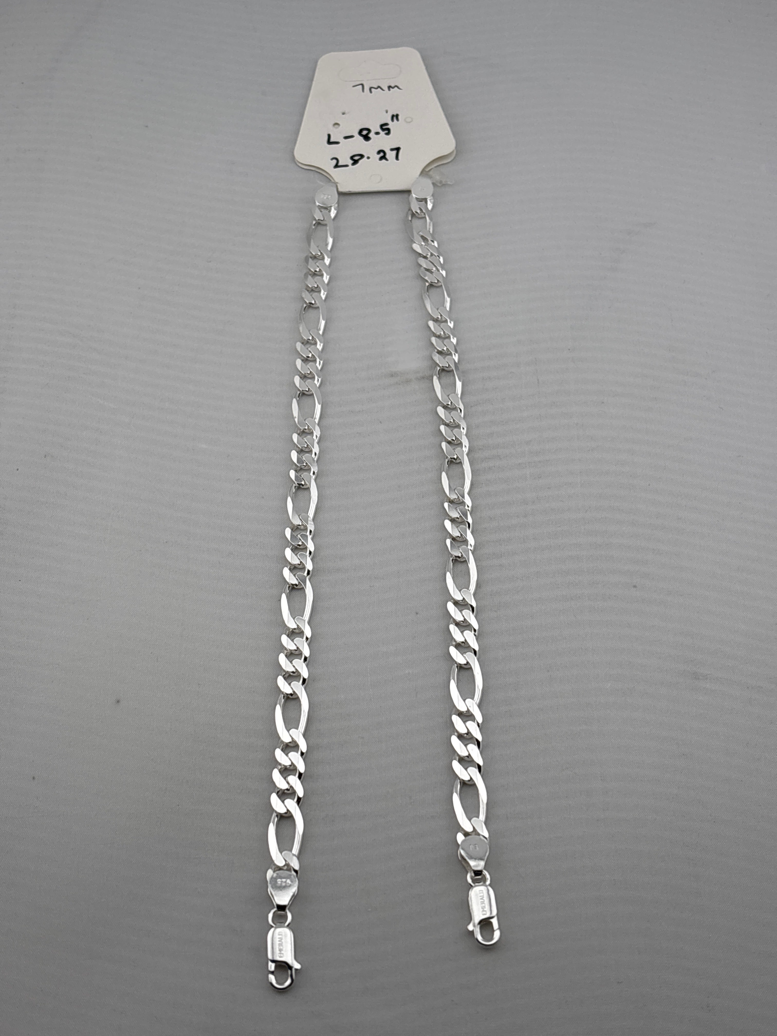 925 Sterling Silver Figaro Chain Bracelet – Italian Link