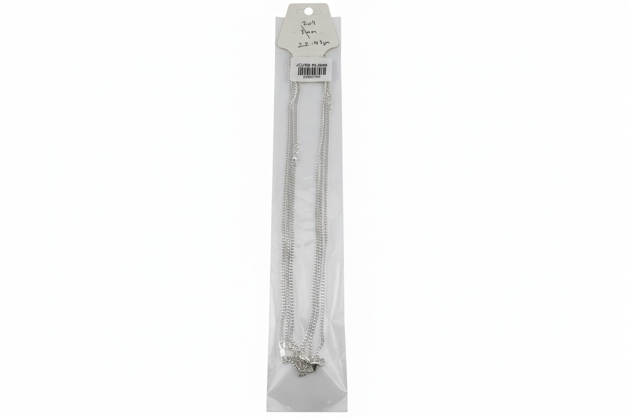 Japanese Curb Silver Chain in 925 Sterling Silver | Sleek Flat Link Chain Necklace