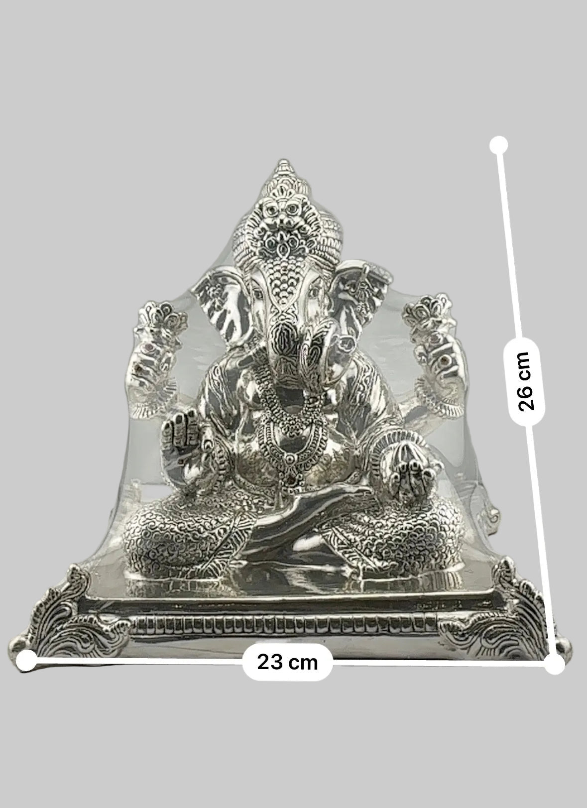999 Pure Silver Lord Ganesha Idol on Decorative Base