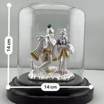 999 Pure Silver Radha Krishna Idol – Divine Couple Murti with Purple Details