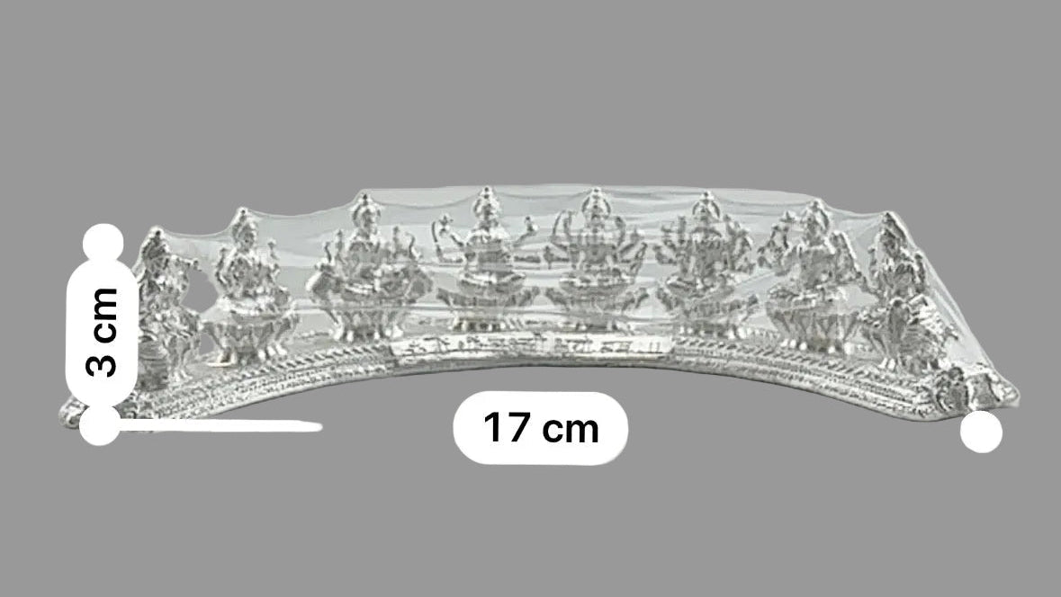 Silver Ashta Lakshmi Idol: Hindu Goddess Statue with Sanskrit Mantra