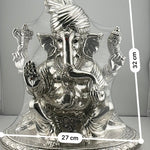 999 Pure Silver Lord Ganesha Idol with Turban Design – Ganpati Murti