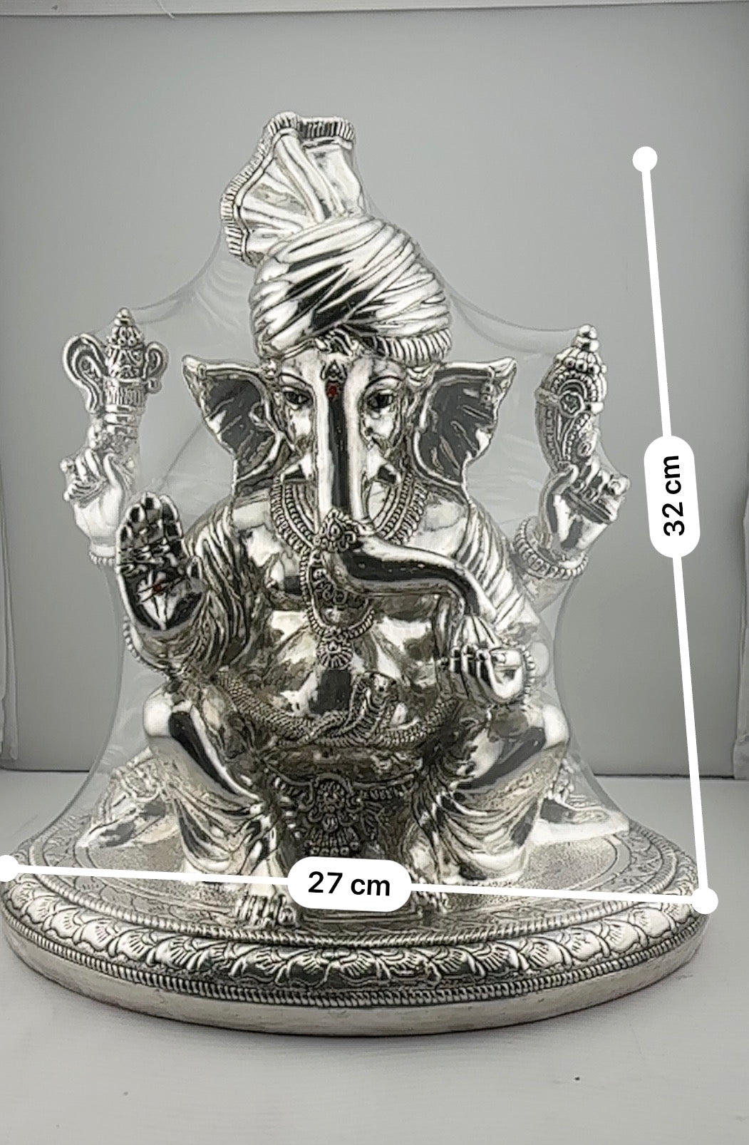 999 Pure Silver Lord Ganesha Idol with Turban Design – Ganpati Murti
