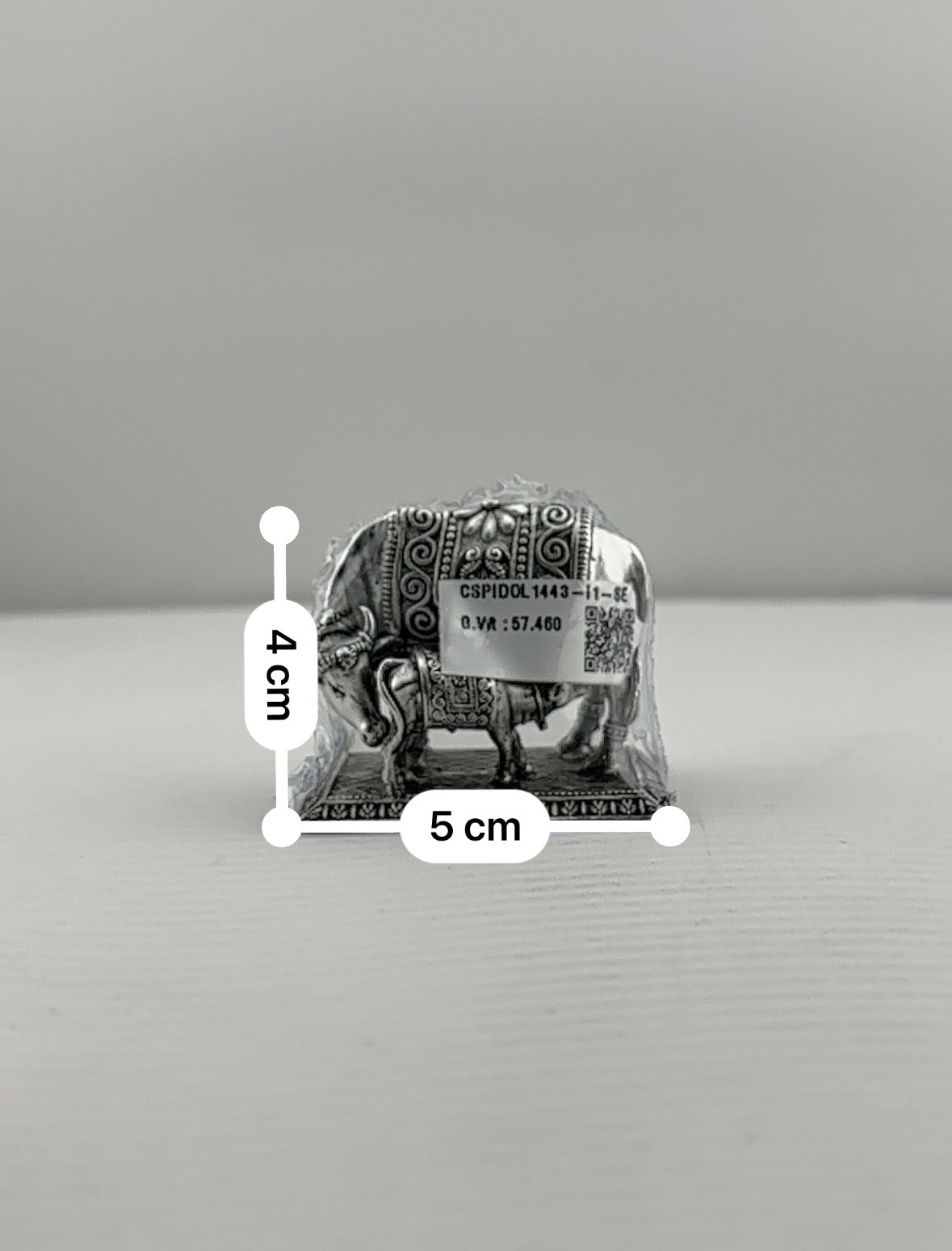 Silver Cow & Calf Idol 50gm – Sacred Gomata Murti