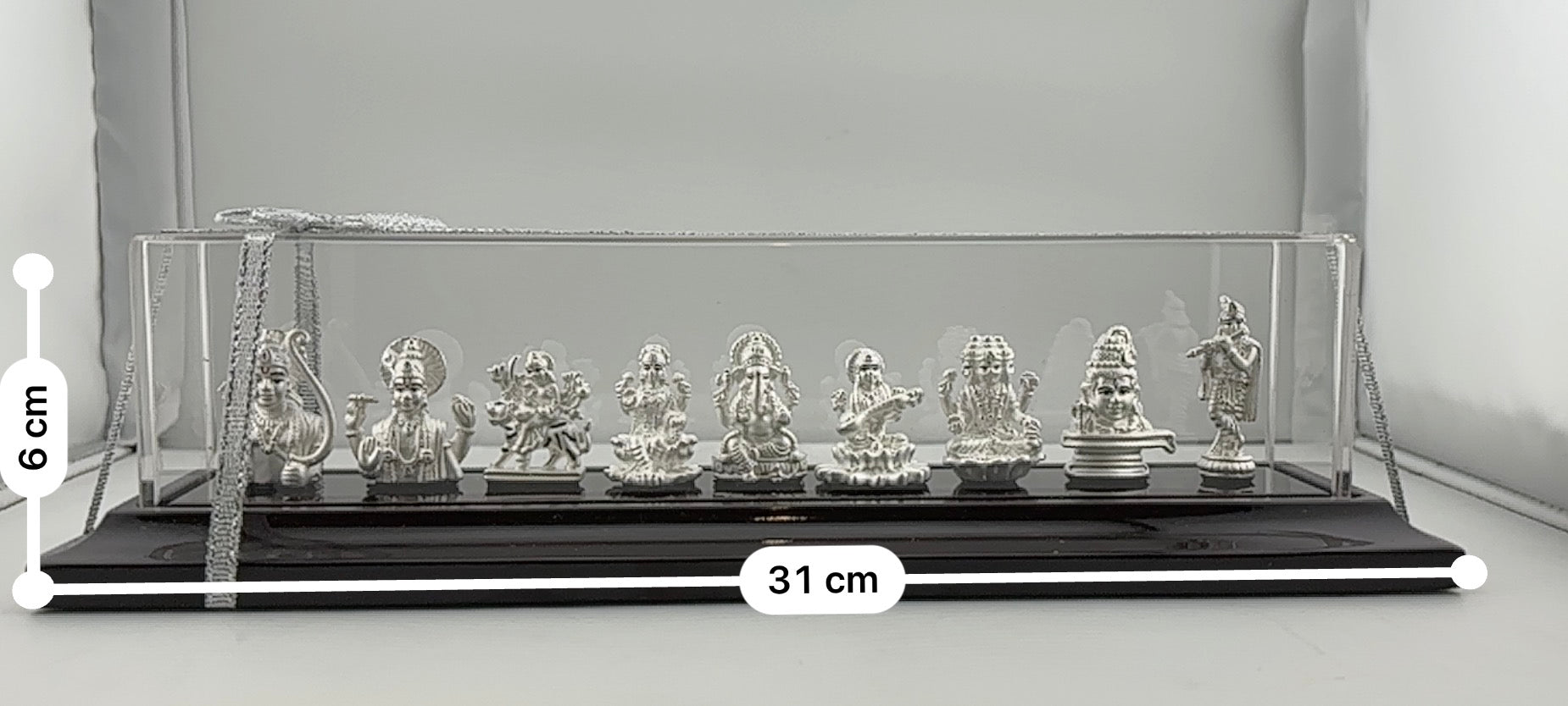 999 Pure Silver Set of 9 Hindu Deities 37gm – Divine Deity Set for Temple Décor & Gifting silver idol