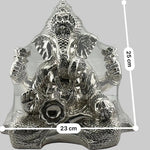999 Pure Silver Lord Ganesha Idol with Modak & Ornate Crown – Ganpati Murti
