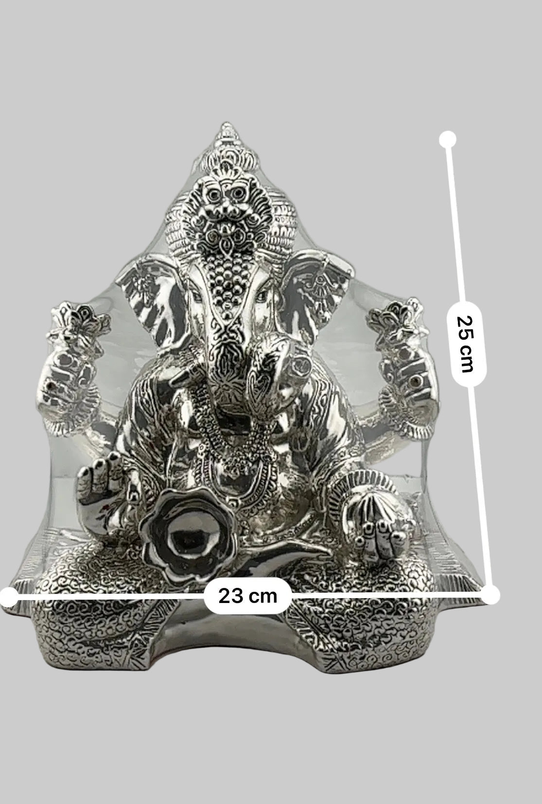 999 Pure Silver Lord Ganesha Idol with Modak & Ornate Crown – Ganpati Murti