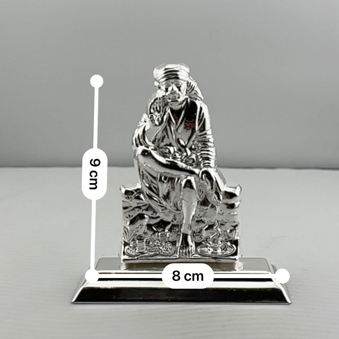 Silver Sai Baba Idol gm – Spiritual Sai Baba Murti for Temple Decor & Festivals
