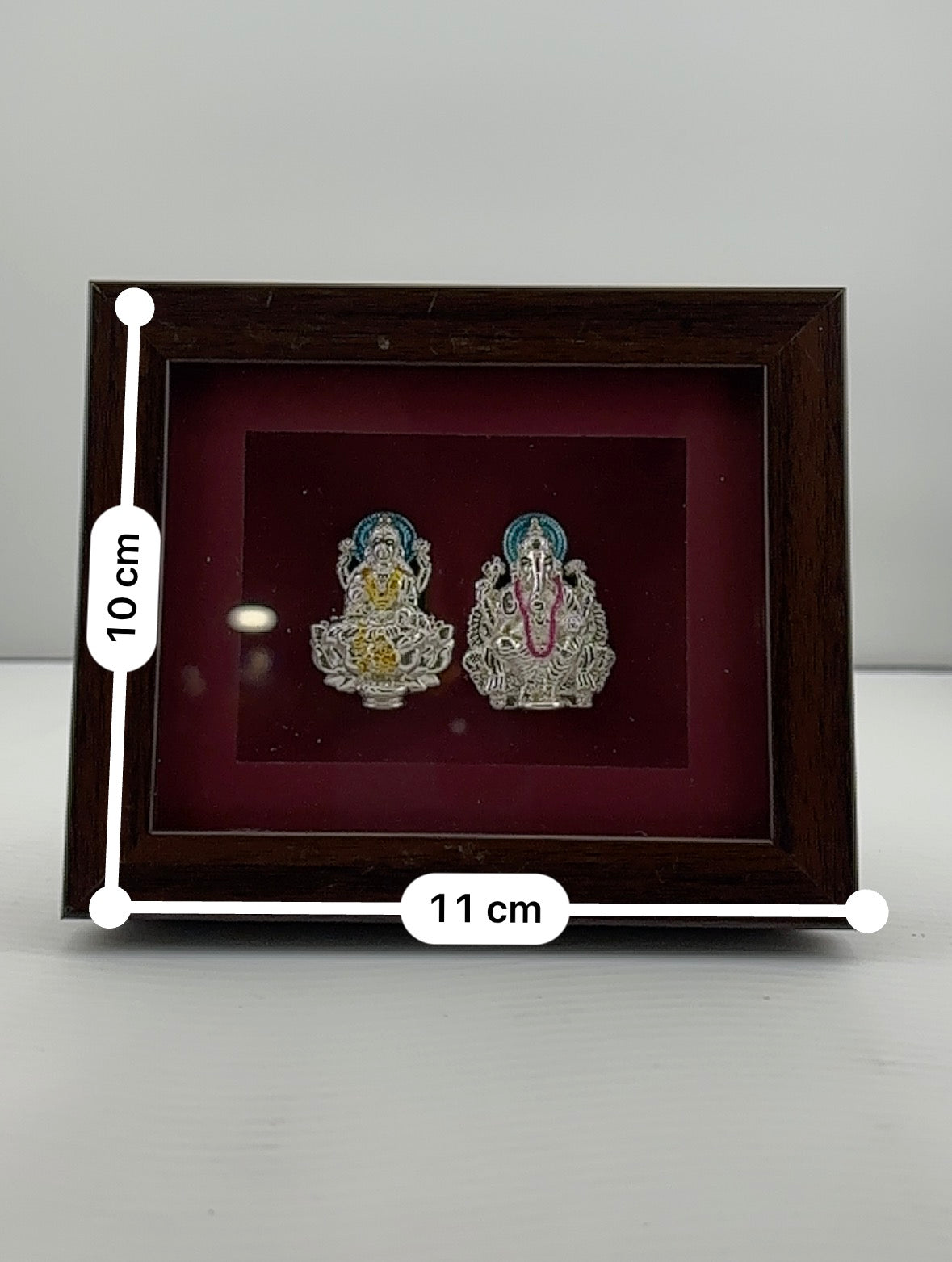 999 Pure Silver Ganesha & Lakshmi Photo Frame 10gm – Auspicious Frame silver idol