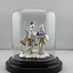 999 Pure Silver Radha Krishna Idol – Divine Couple Murti with Purple Details