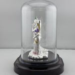 999 Pure Silver Radha Krishna Idol – Divine Couple Murti with Purple Details