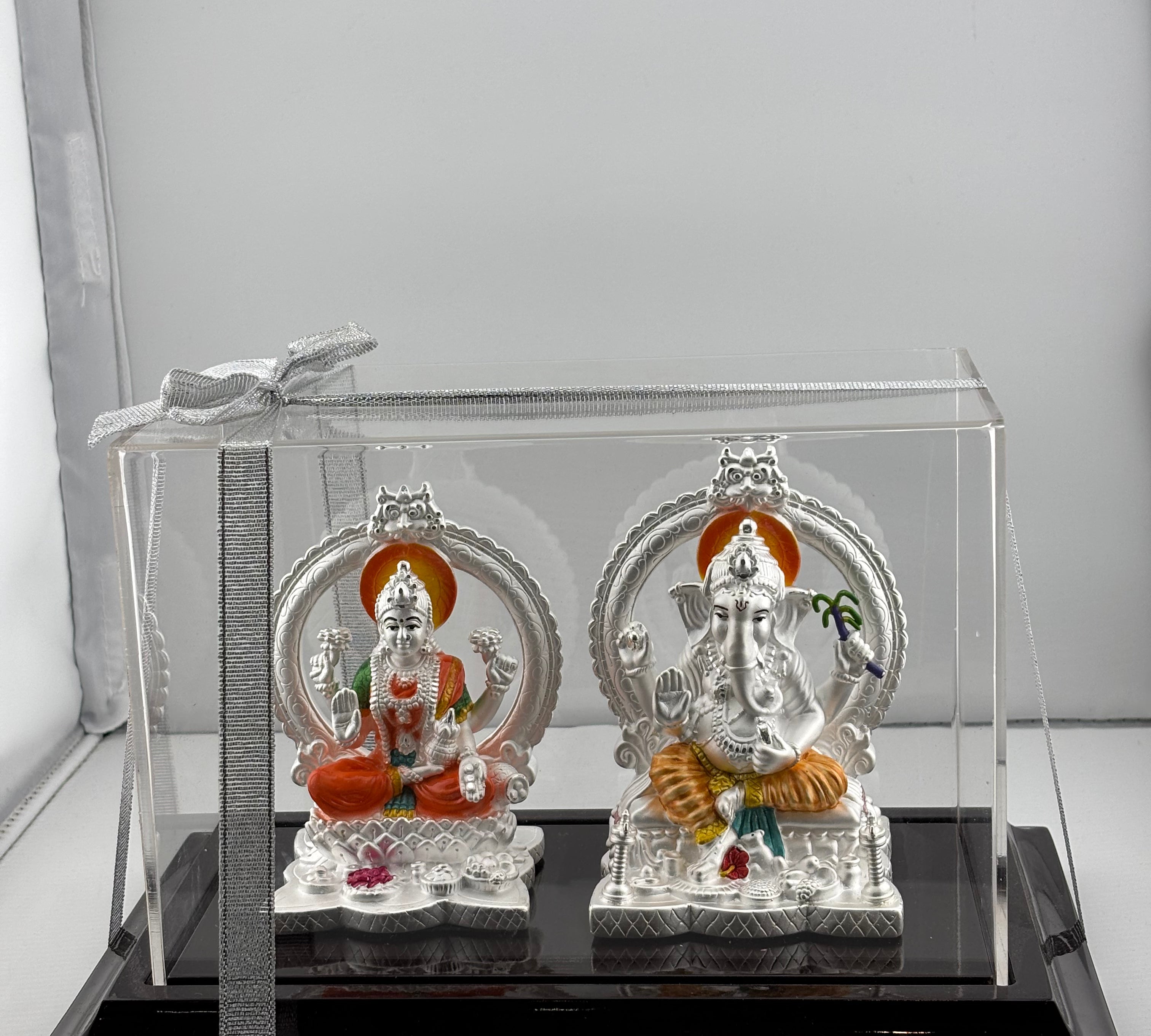 999 Pure Silver Ganesha & Lakshmi Idol 220gm – Prosperity Murti for Temple & Gifting