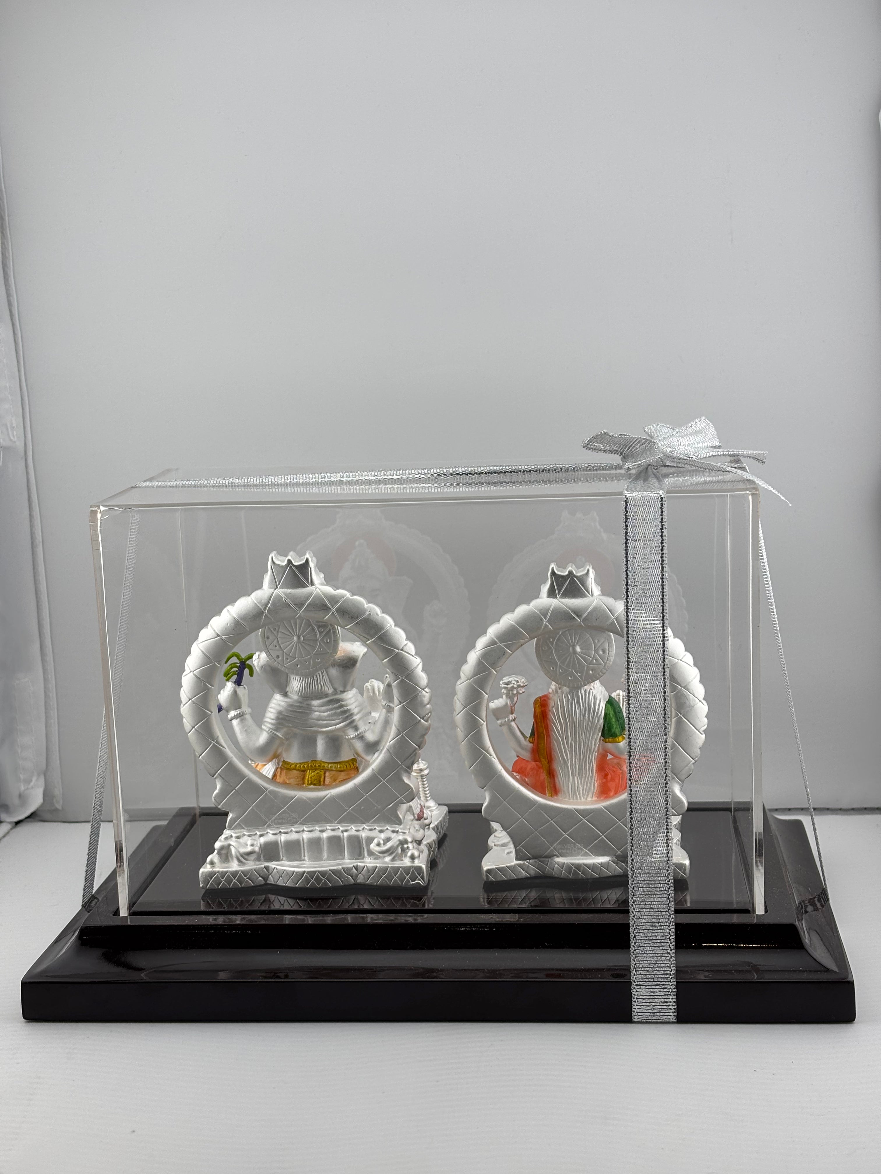 999 Pure Silver Ganesha & Lakshmi Idol 220gm – Prosperity Murti for Temple & Gifting