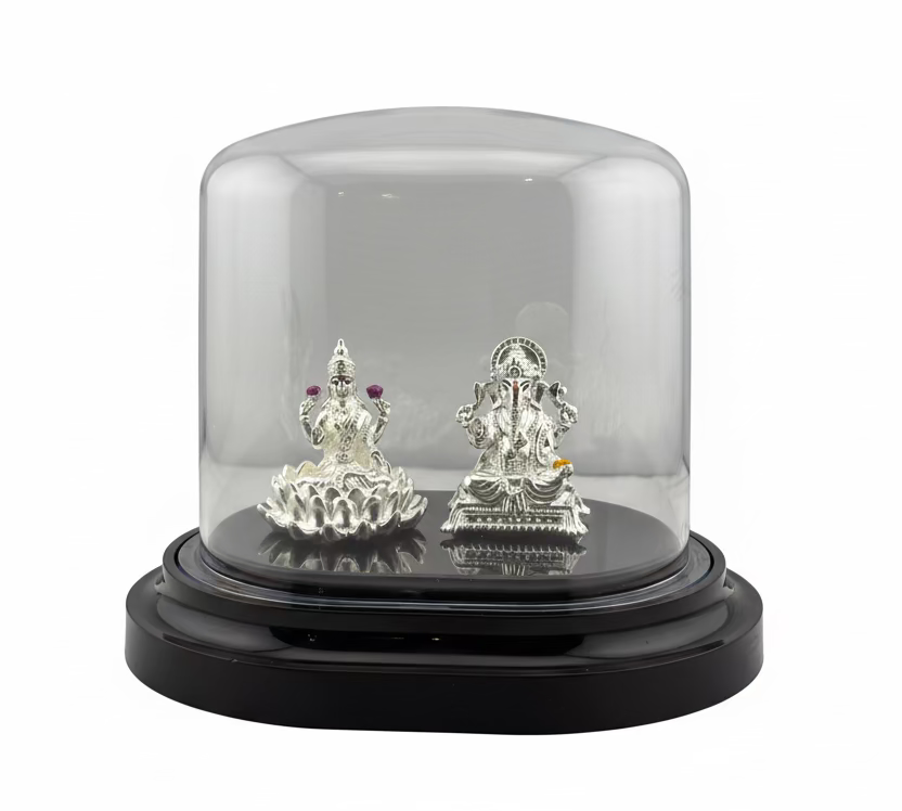 999 Pure Silver Ganesha & Lakshmi Idol 13gm – Prosperity Murti for Diwali & Temple Décor