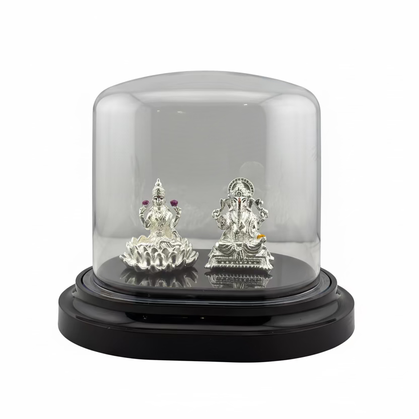 999 Pure Silver Ganesha & Lakshmi Idol 13gm – Prosperity Murti for Diwali & Temple Décor