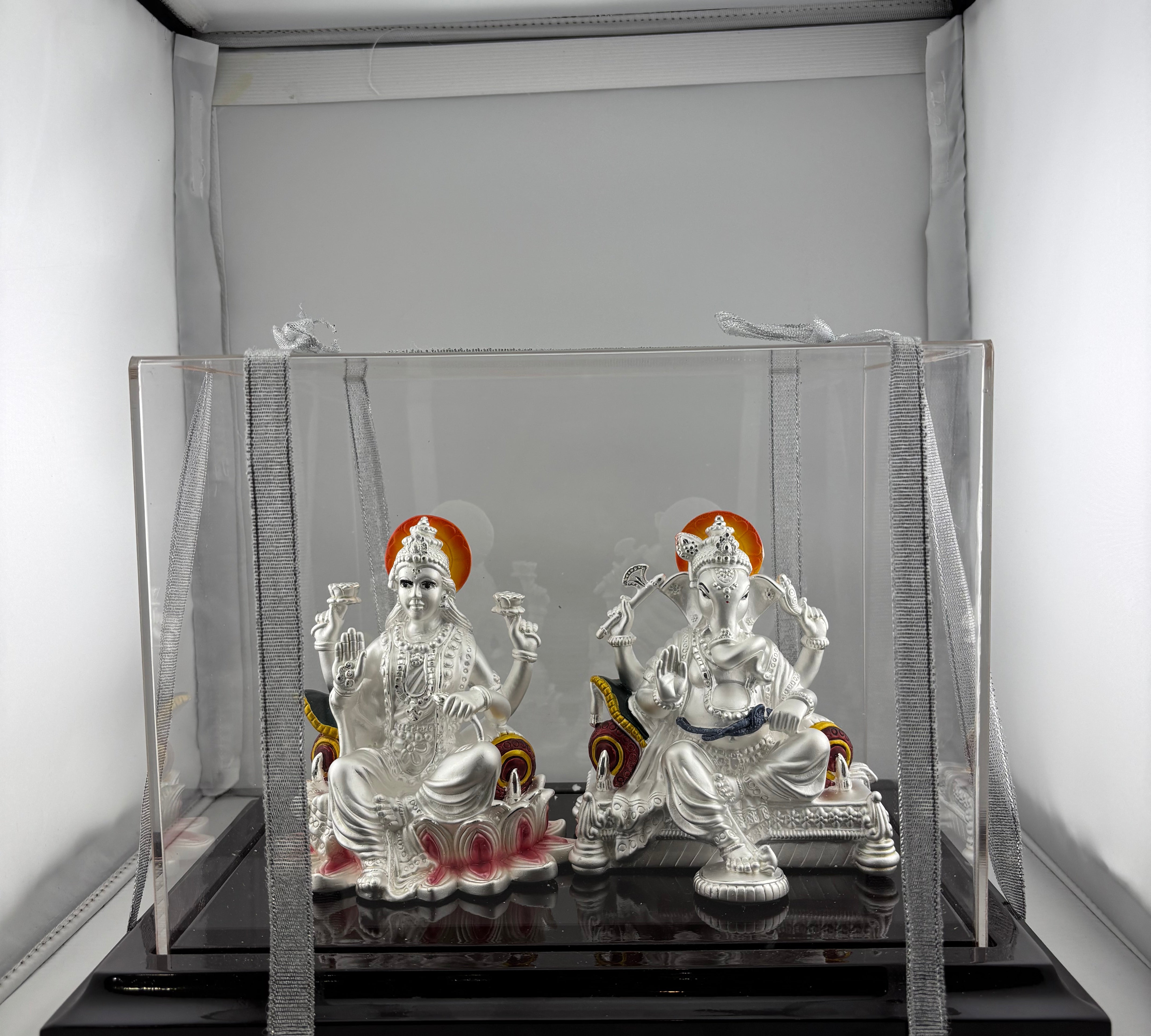 999 Pure Silver Ganesha & Lakshmi Idol 300gm – Prosperity Murti for Diwali & Temple Décor