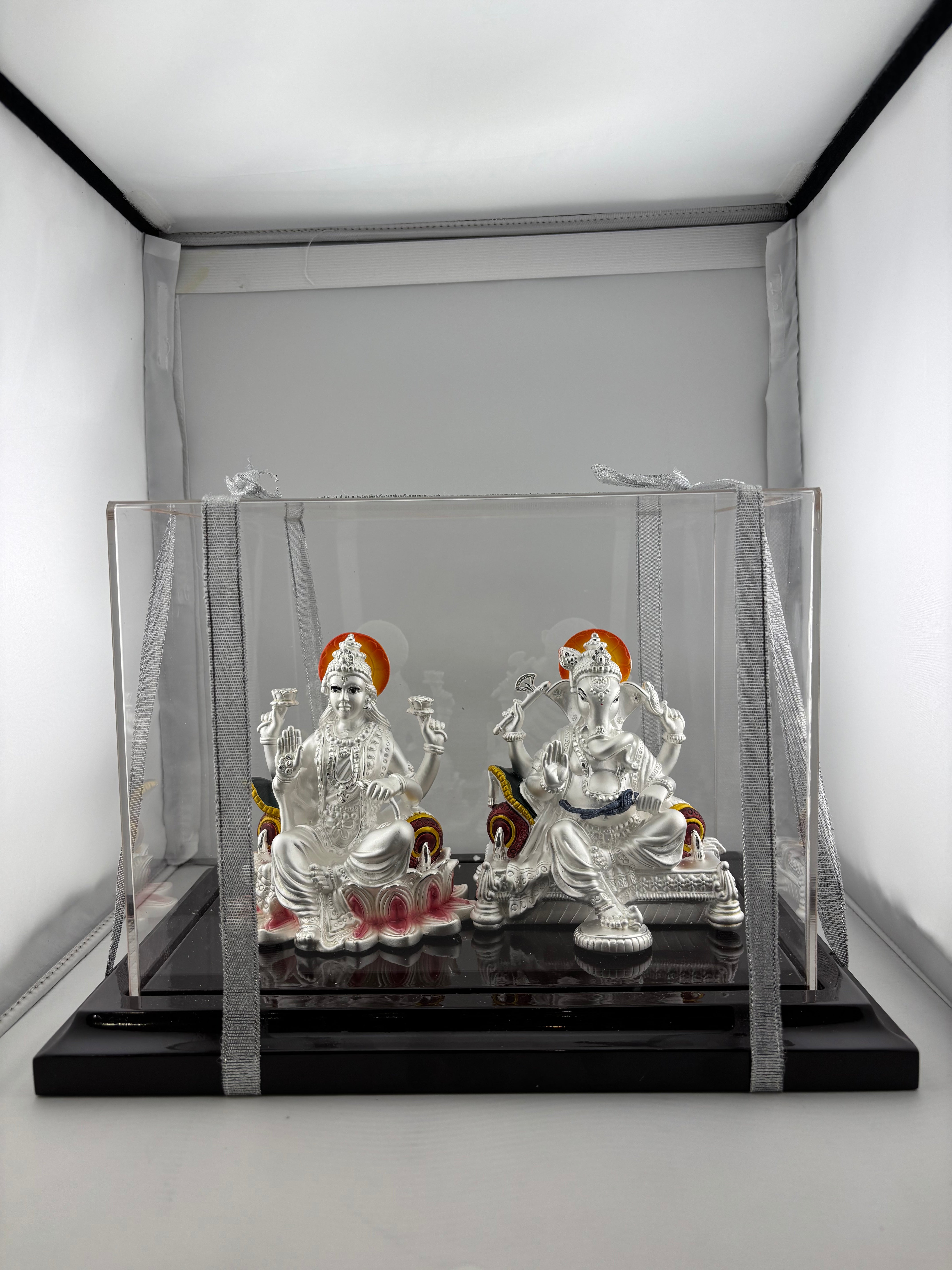999 Pure Silver Ganesha & Lakshmi Idol 300gm – Prosperity Murti for Diwali & Temple Décor