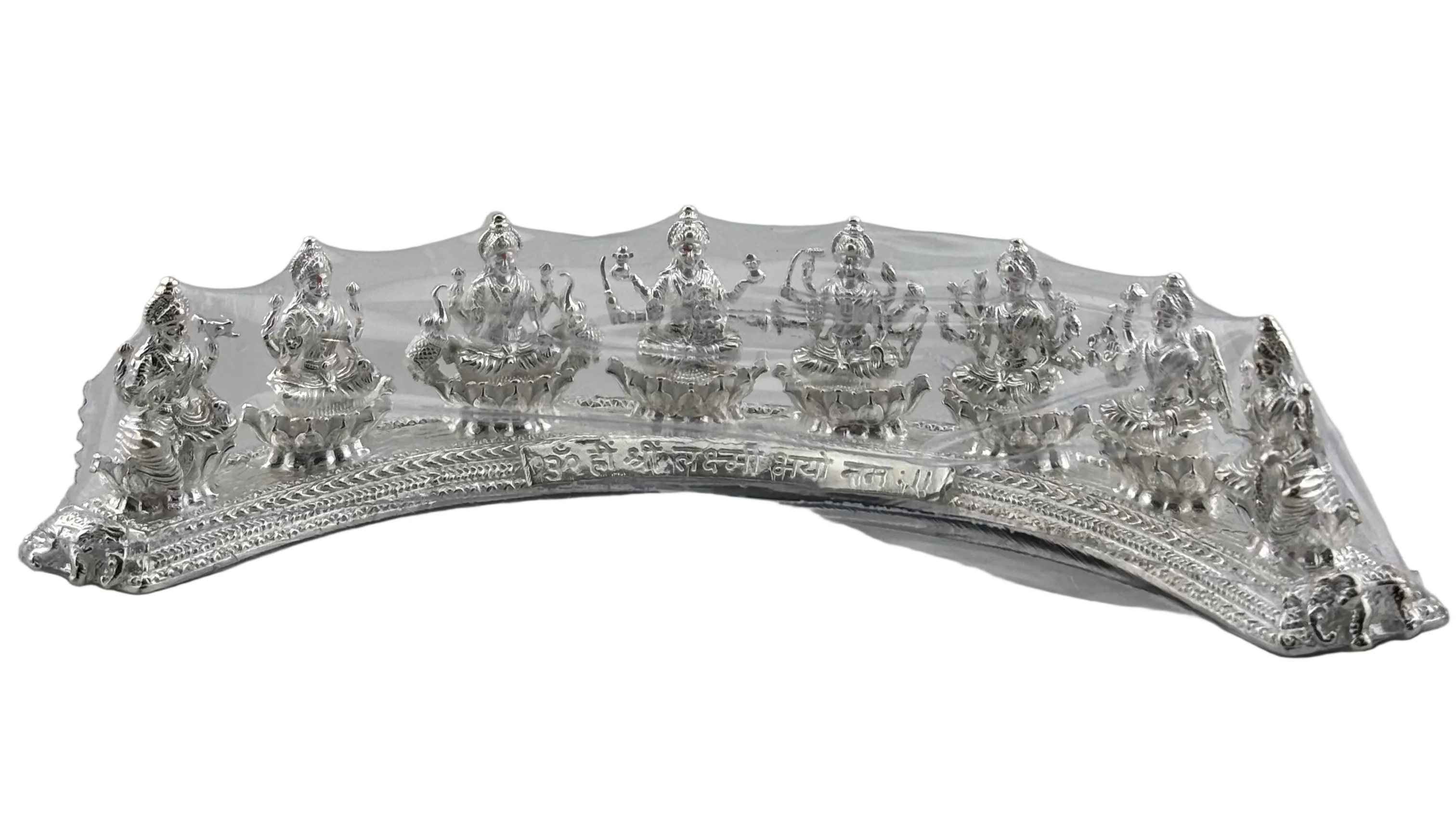 Silver Ashta Lakshmi Idol: Hindu Goddess Statue with Sanskrit Mantra