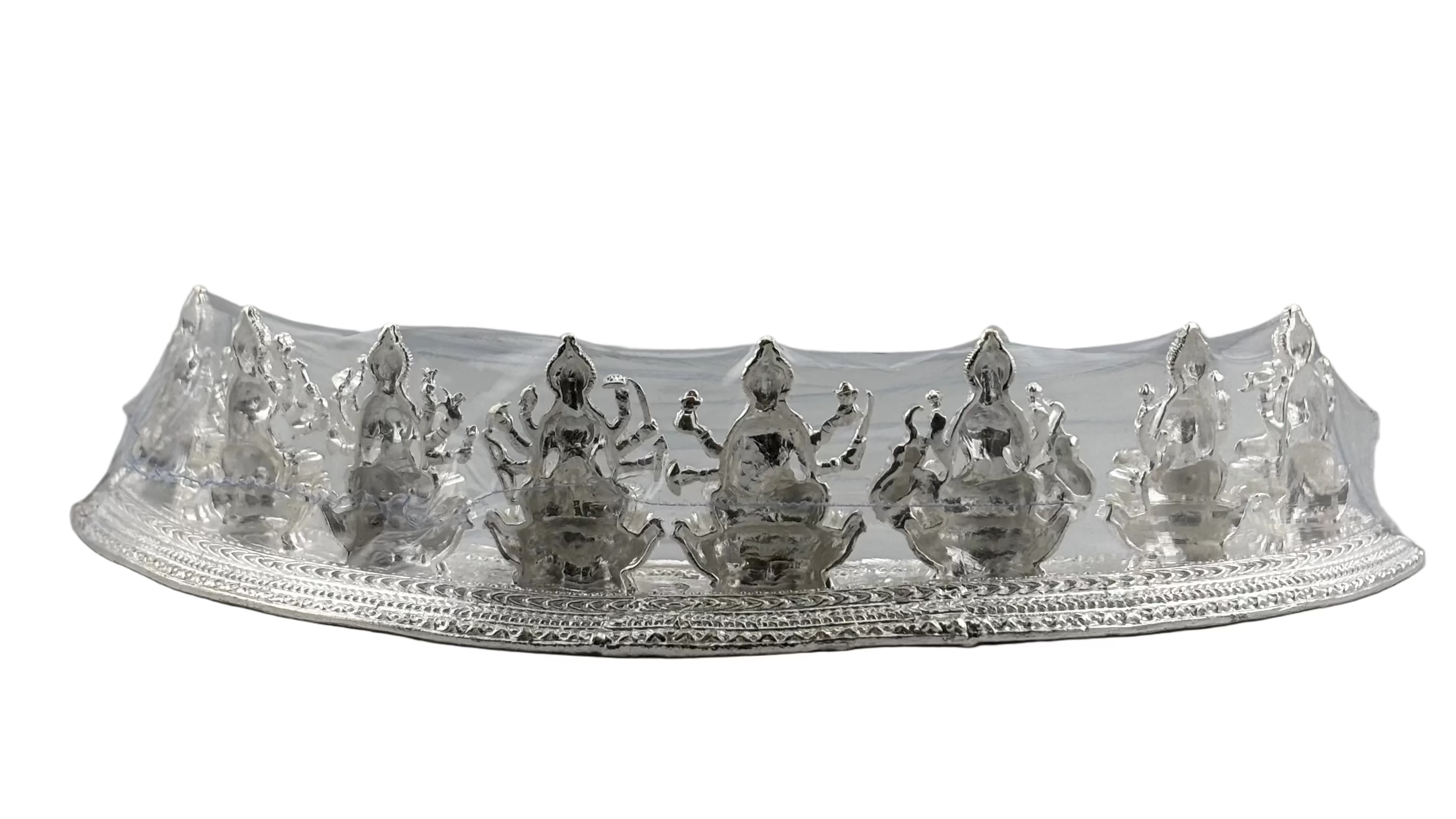 Silver Ashta Lakshmi Idol: Hindu Goddess Statue with Sanskrit Mantra