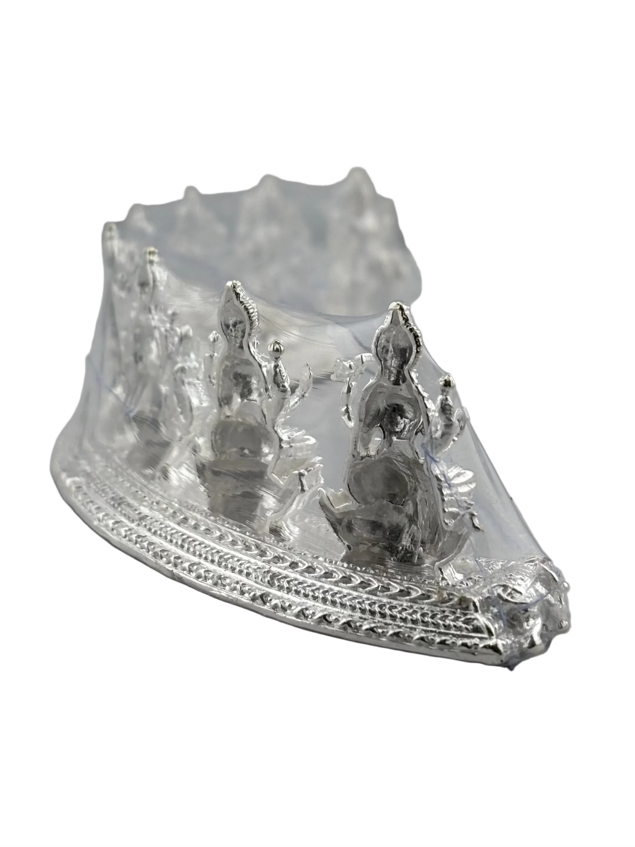 Silver Ashta Lakshmi Idol: Hindu Goddess Statue with Sanskrit Mantra