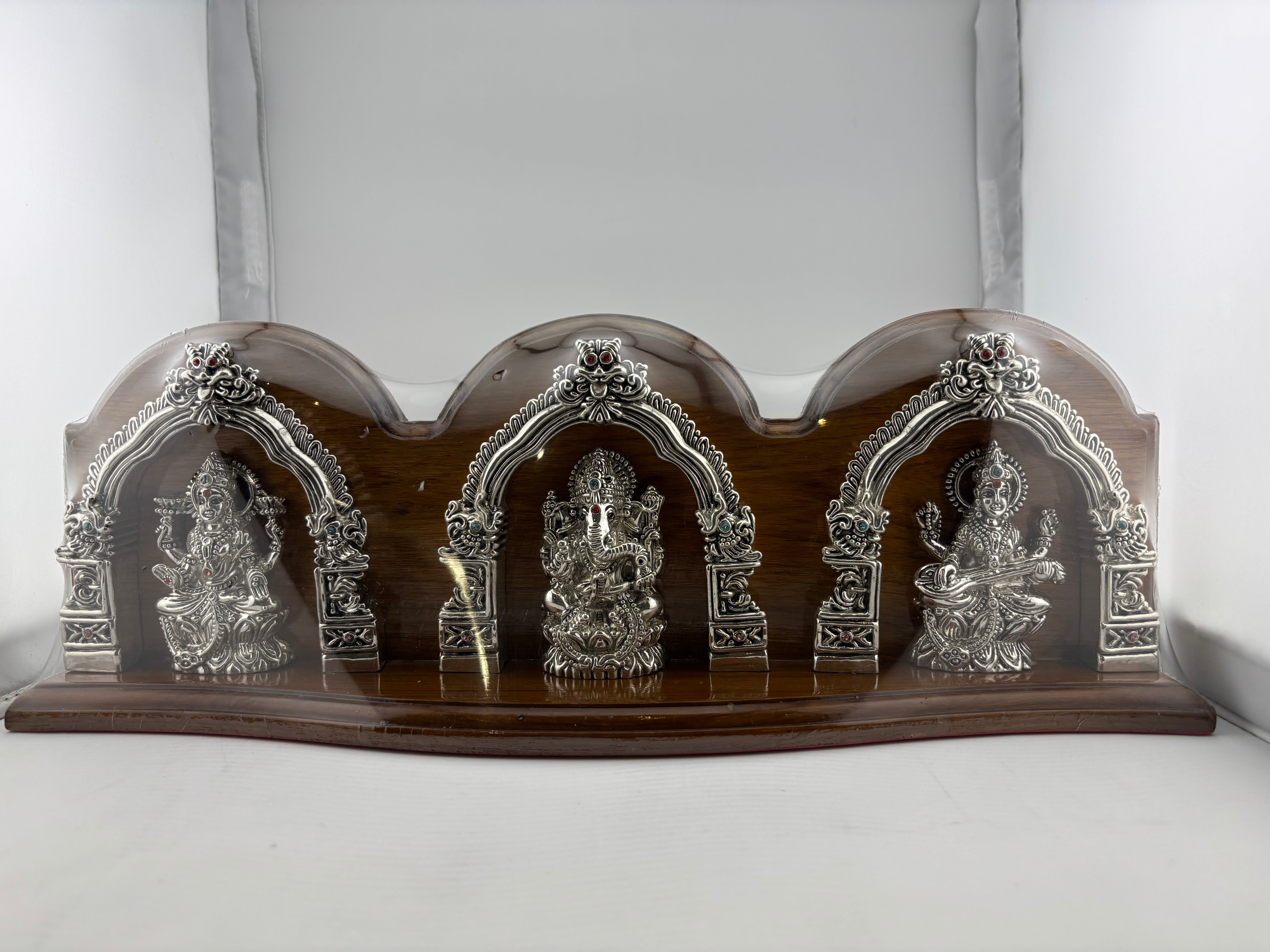 999 Pure Silver Ganesh, Lakshmi & Saraswati Idol 155gm – Divine Trio Murti for Diwali & Temple