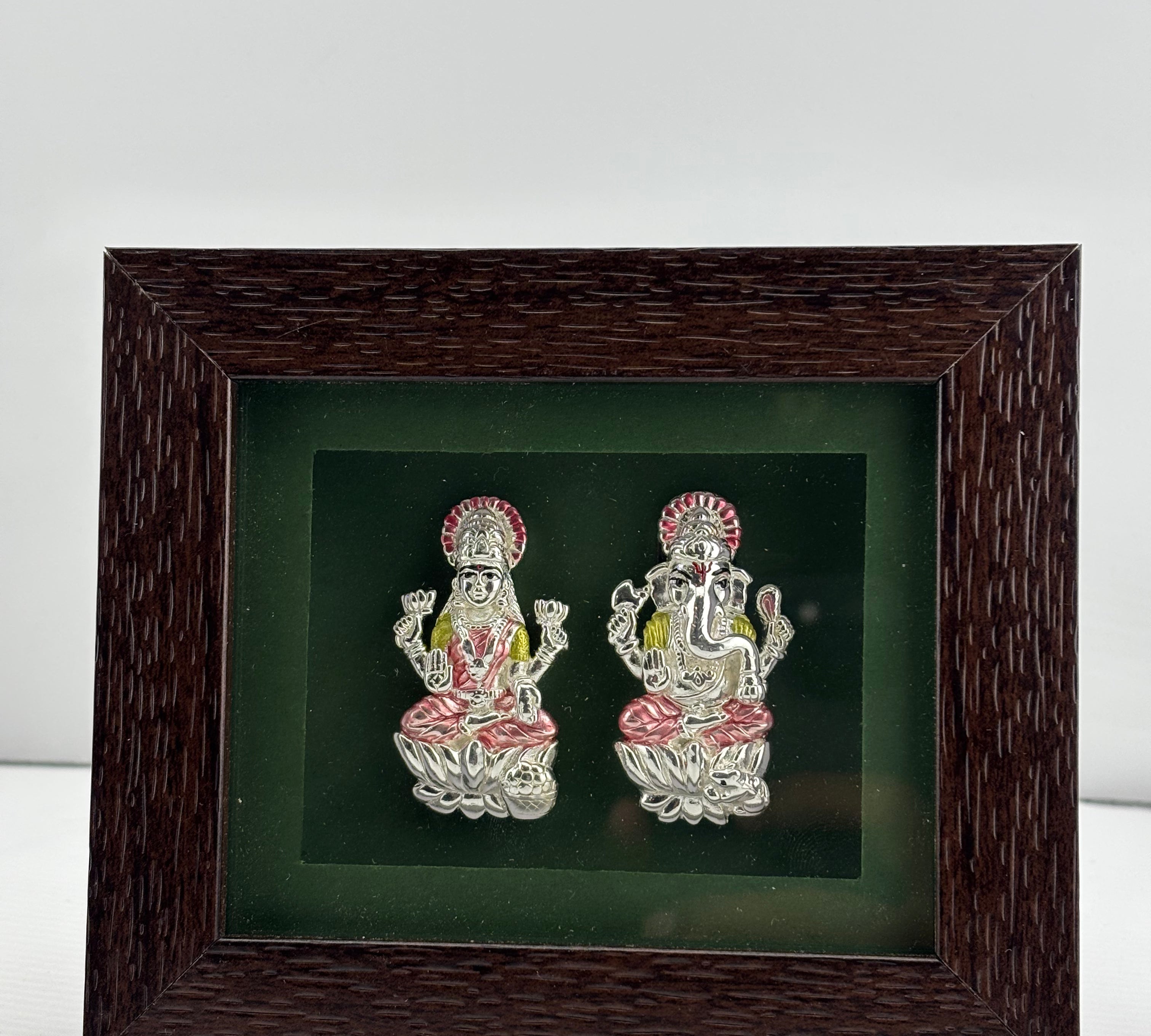 999 Pure Silver Ganesha & Lakshmi Flat Idol with Box 10gm – Auspicious Gift Box