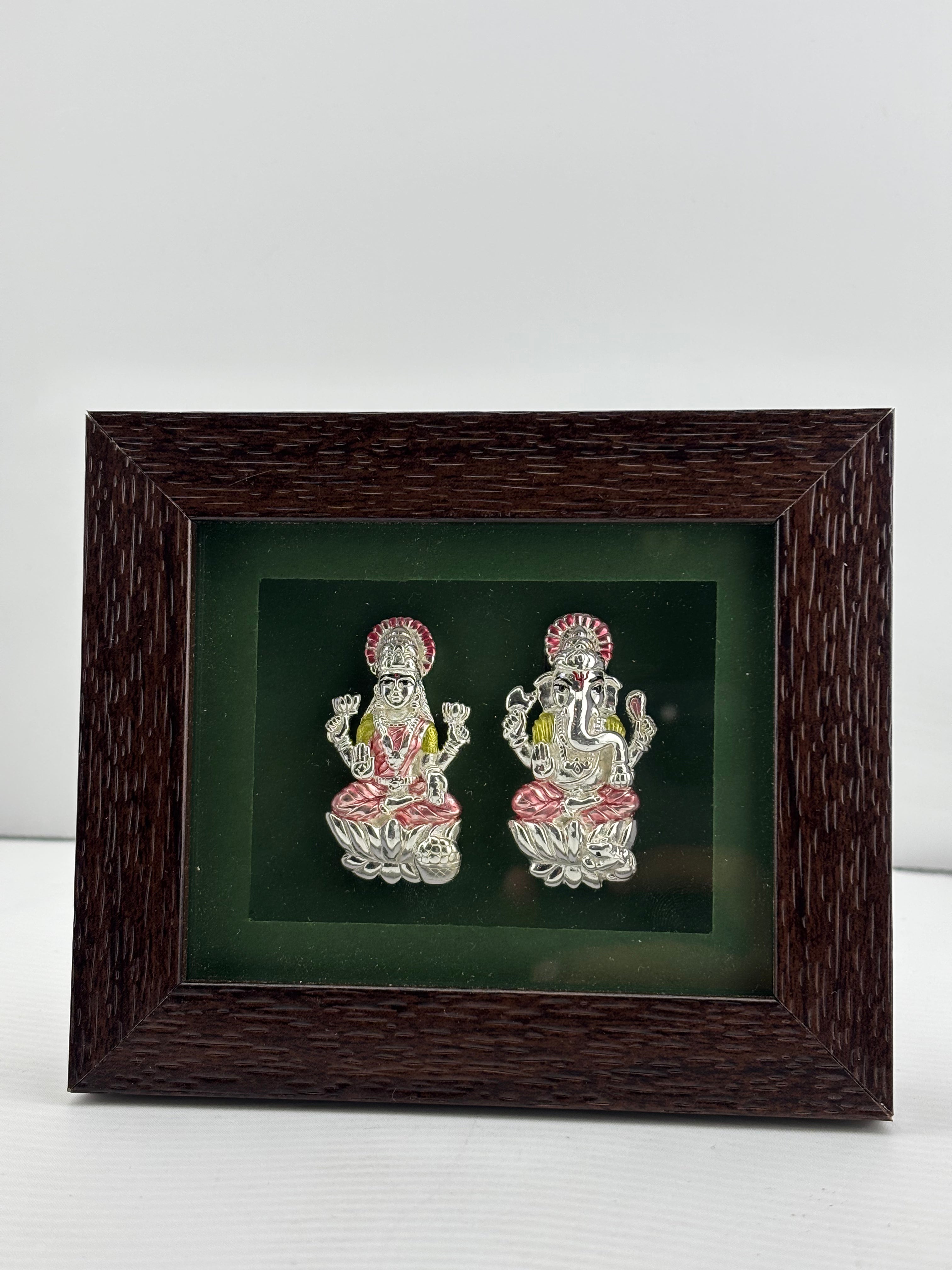 999 Pure Silver Ganesha & Lakshmi Flat Idol with Box 10gm – Auspicious Gift Box