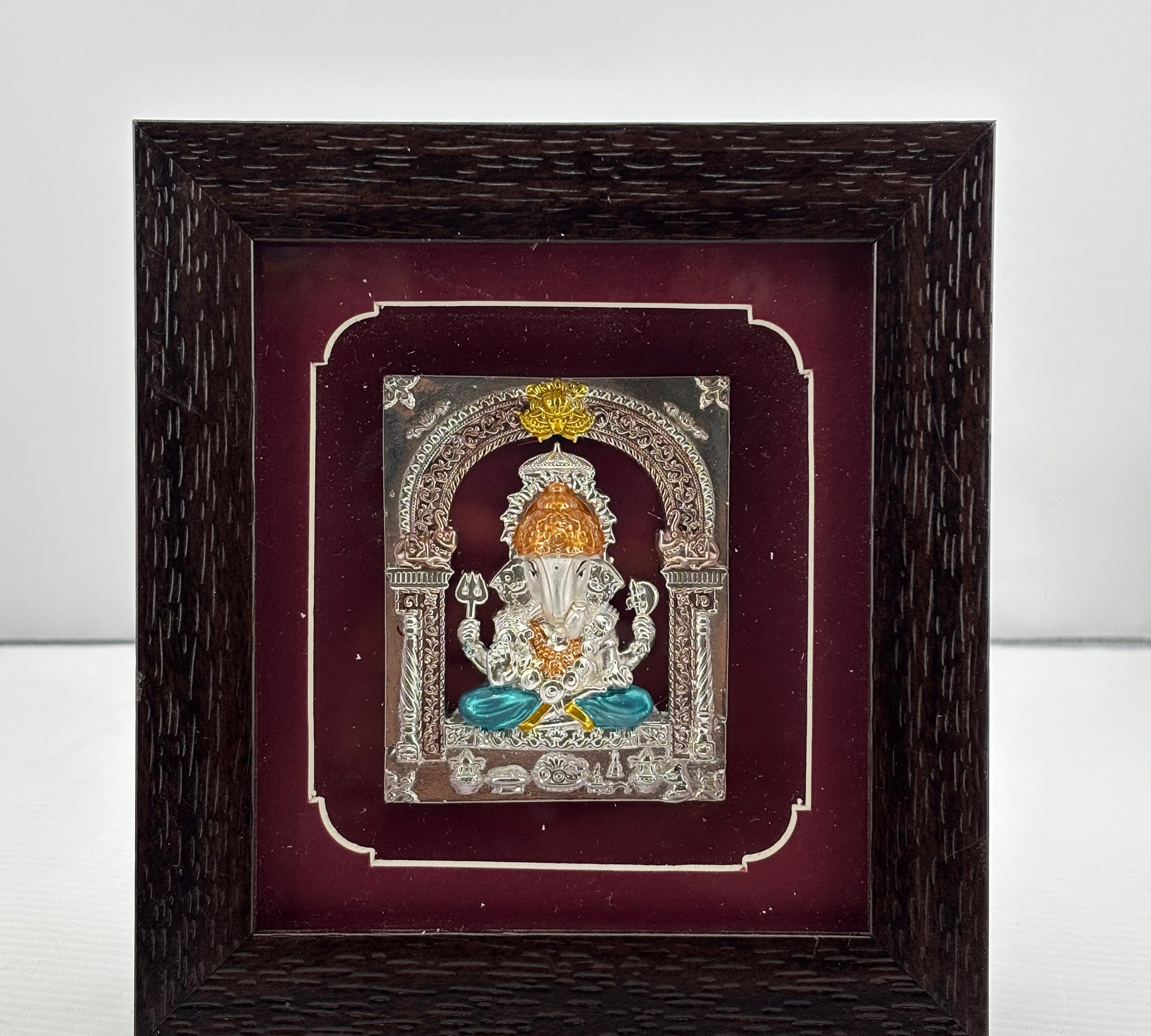 999 Pure Silver Ganesha Photo Frame 20gm – Auspicious Frame silver idol