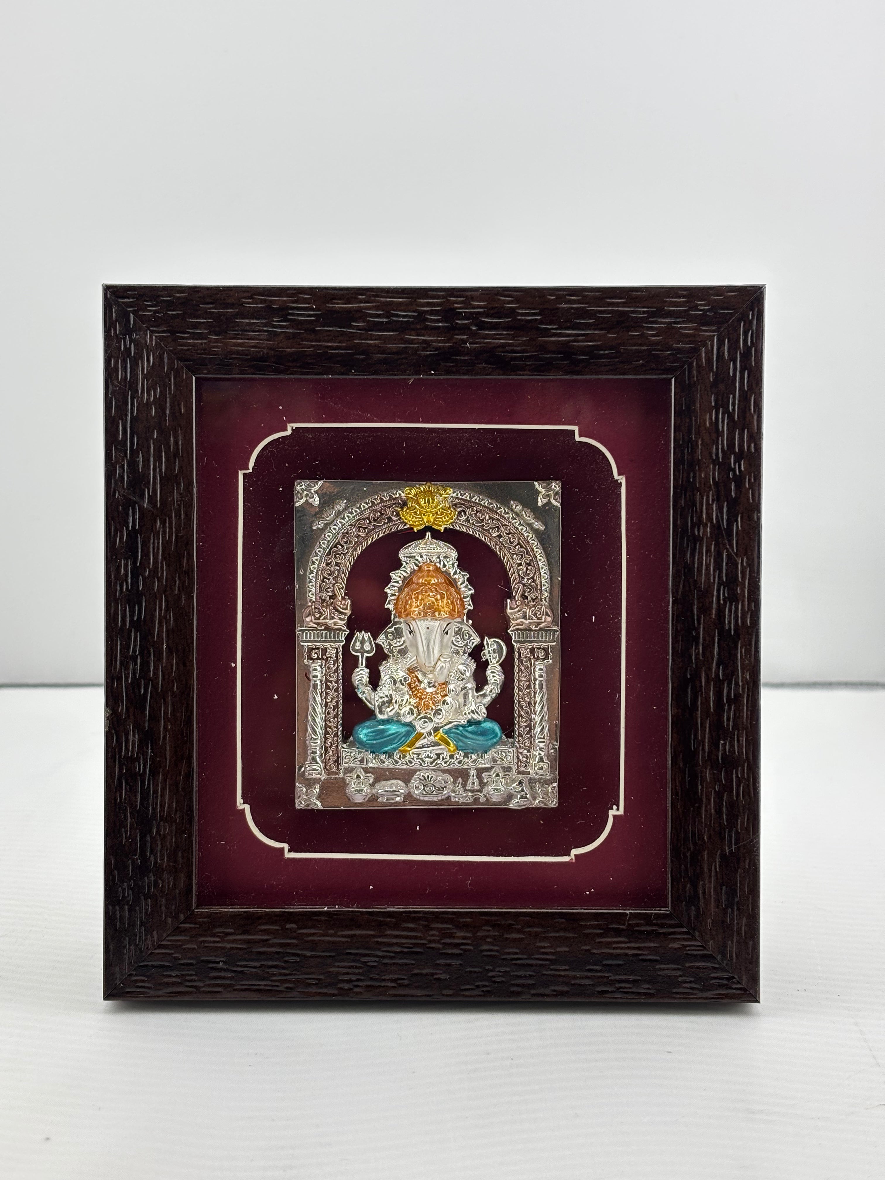 999 Pure Silver Ganesha Photo Frame 20gm – Auspicious Frame silver idol