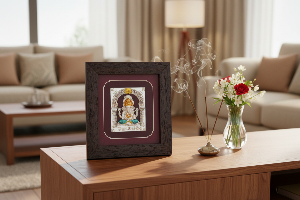999 Pure Silver Ganesha Photo Frame 20gm – Auspicious Frame silver idol