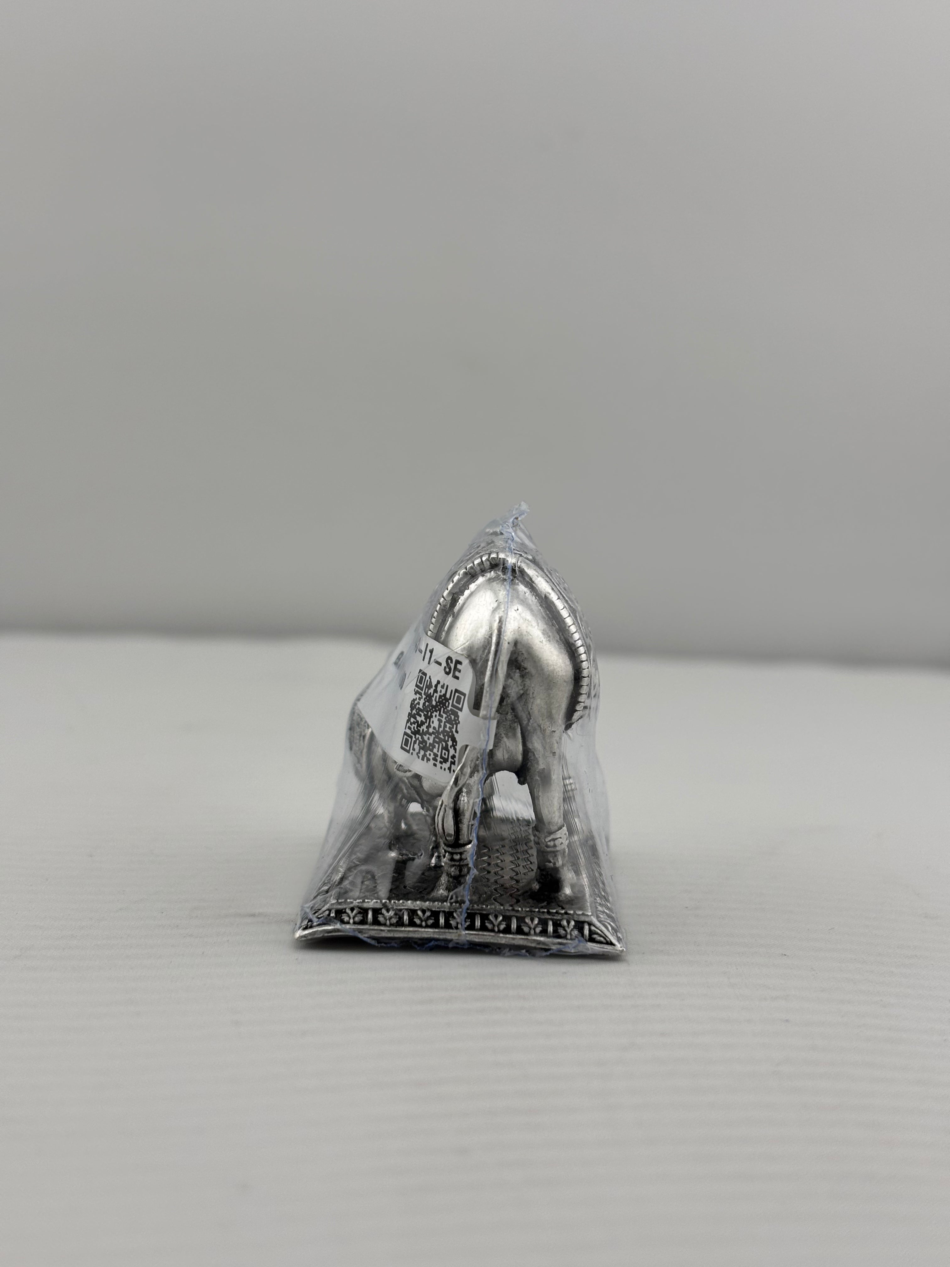 Silver Cow & Calf Idol 50gm – Sacred Gomata Murti