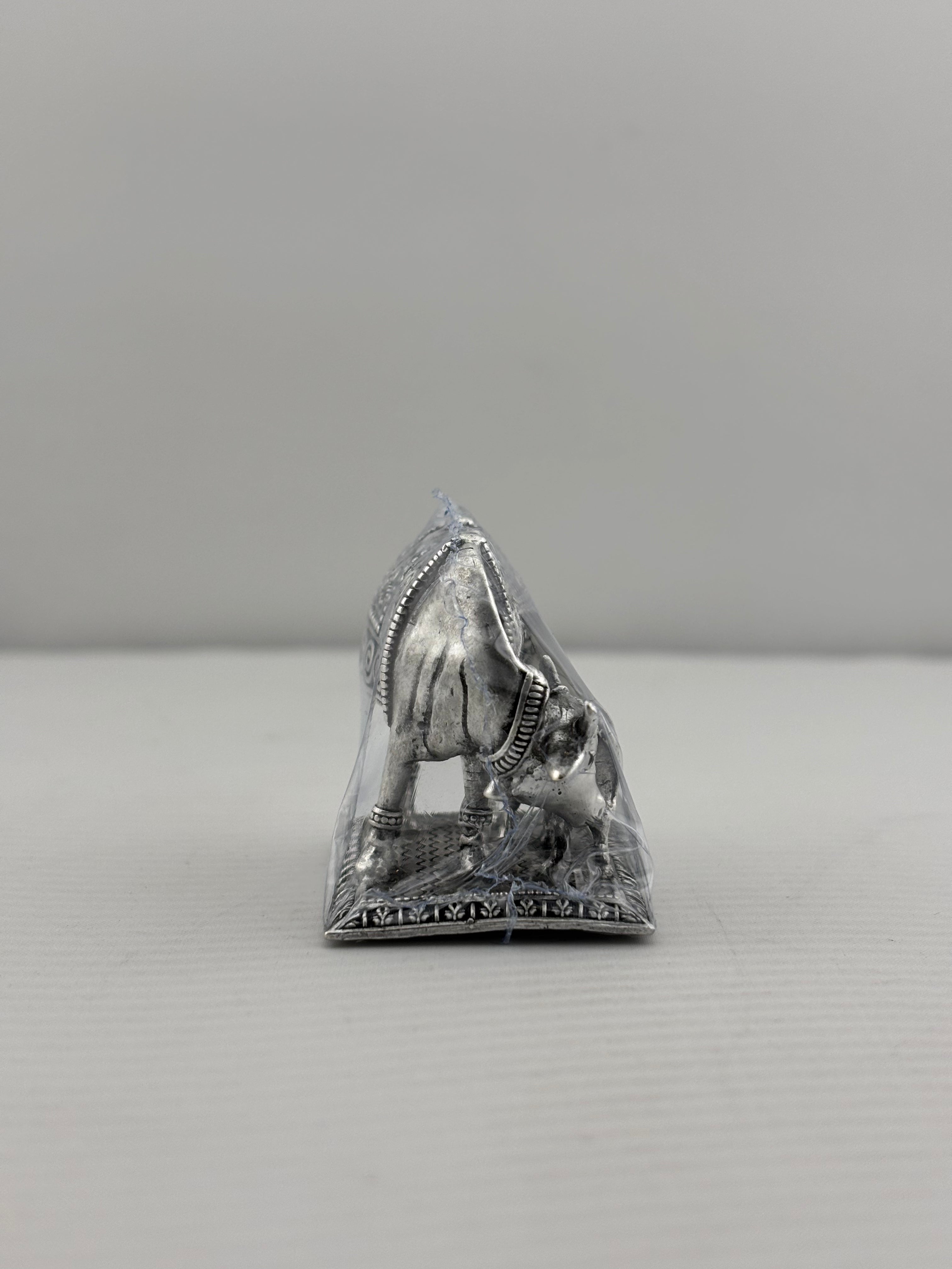 Silver Cow & Calf Idol 50gm – Sacred Gomata Murti